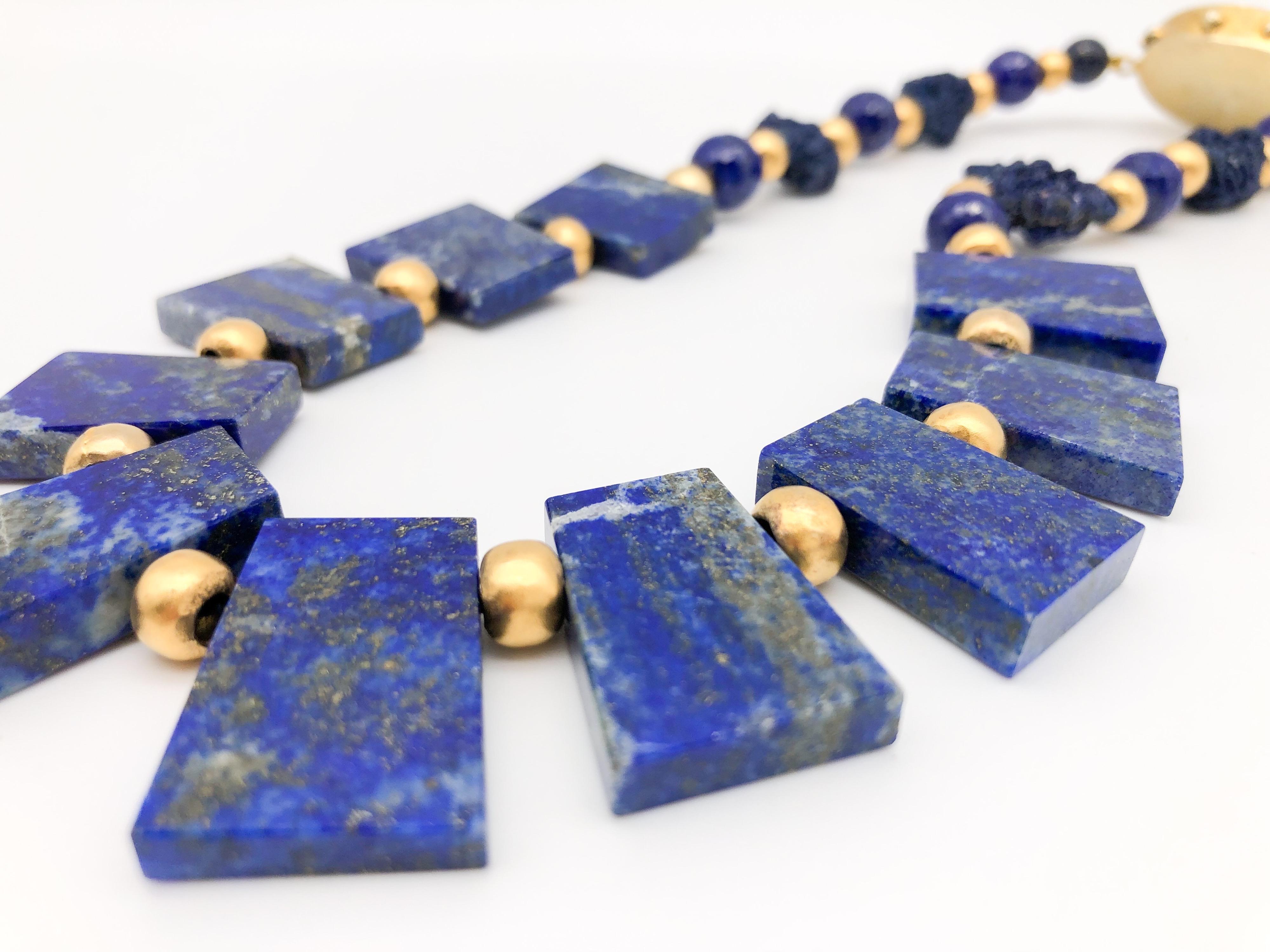 Contemporary A.Jeschel Fabulous Lapis Lazuli Collar necklace For Sale