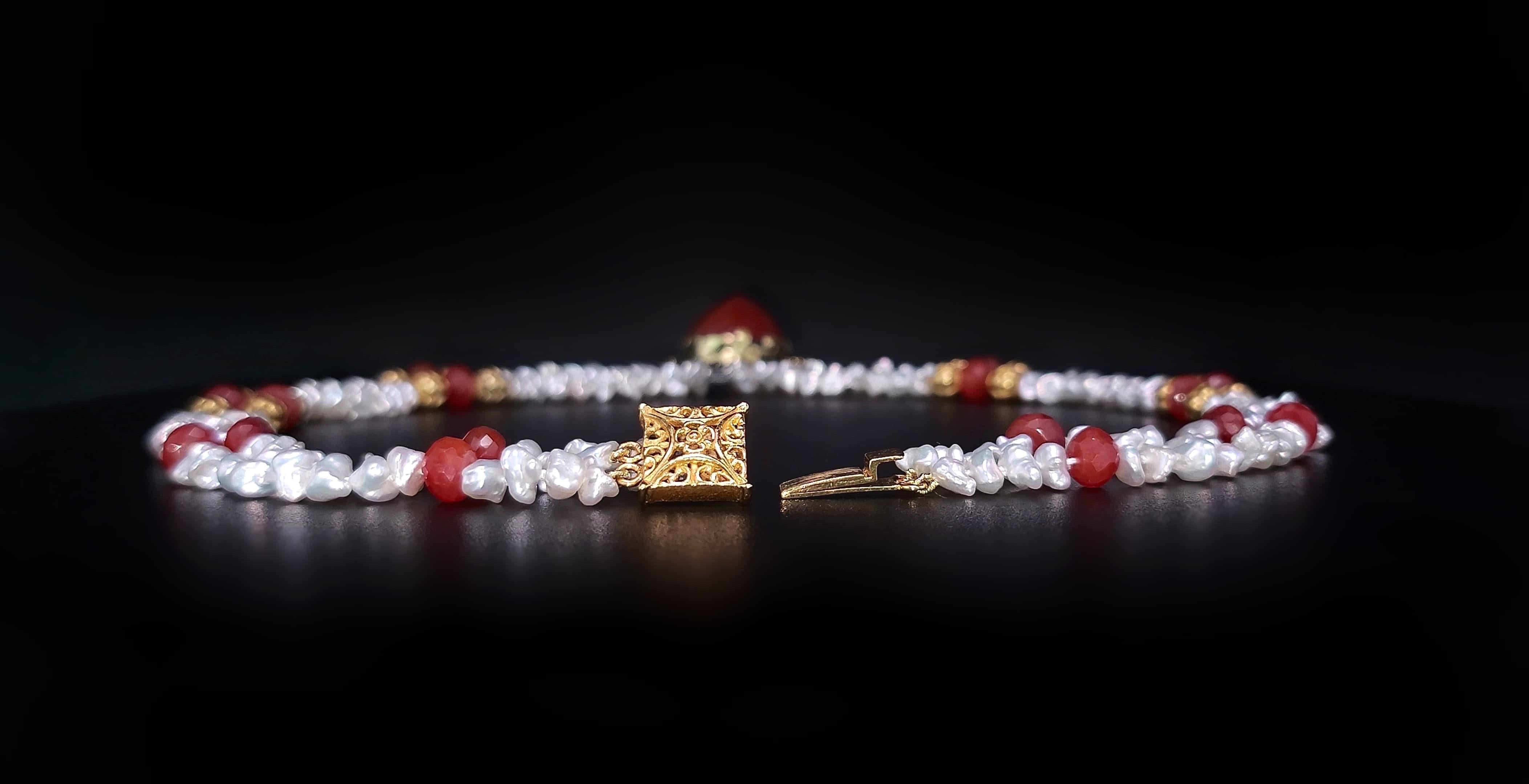 A.Jeschel, collier Pendat Keshi en cornaline facettée et perles d'eau douce en vente 5