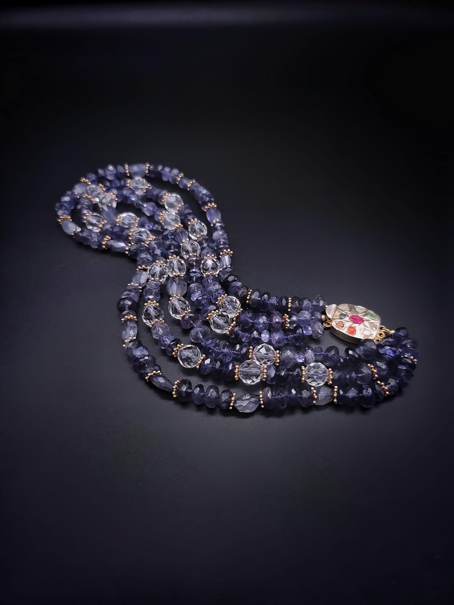 A.Jeschel Faceted Iolite and crystal necklace  For Sale 6