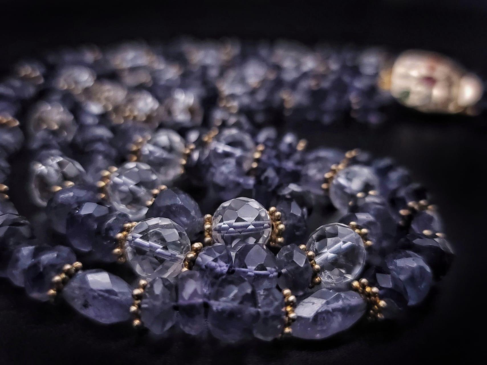 A.Jeschel Faceted Iolite and crystal necklace  For Sale 9