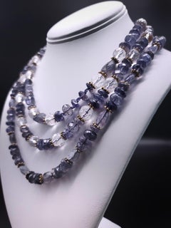 A.Jeschel Faceted Iolite and crystal necklace