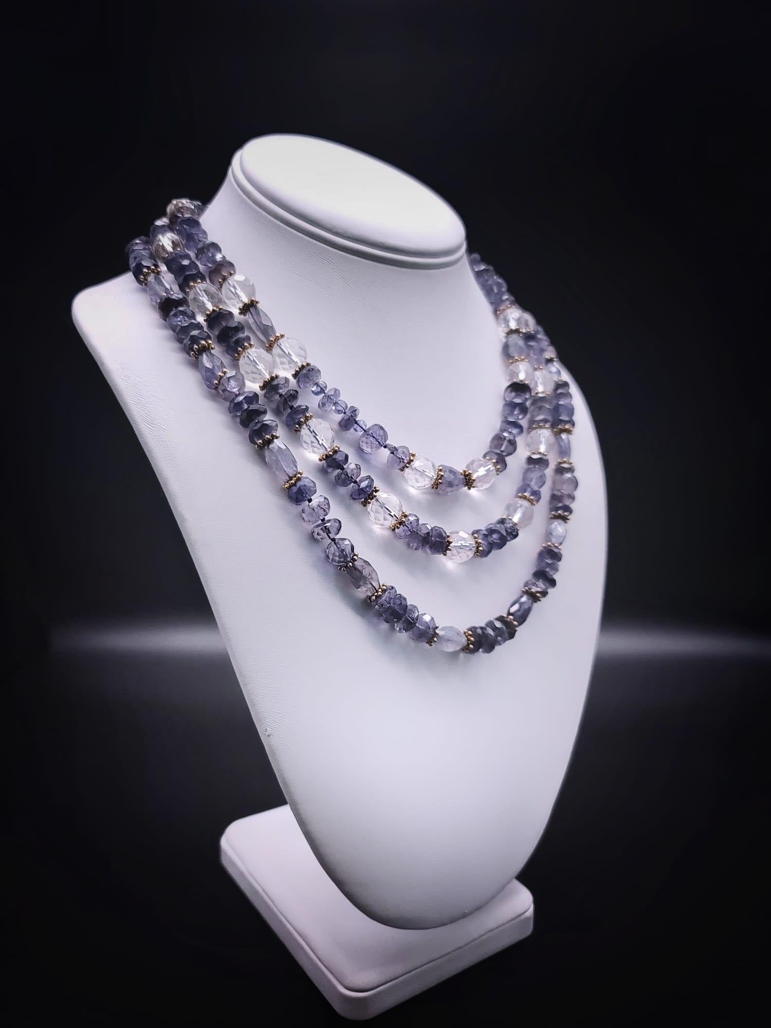 Women's A.Jeschel Faceted Iolite and crystal necklace  For Sale