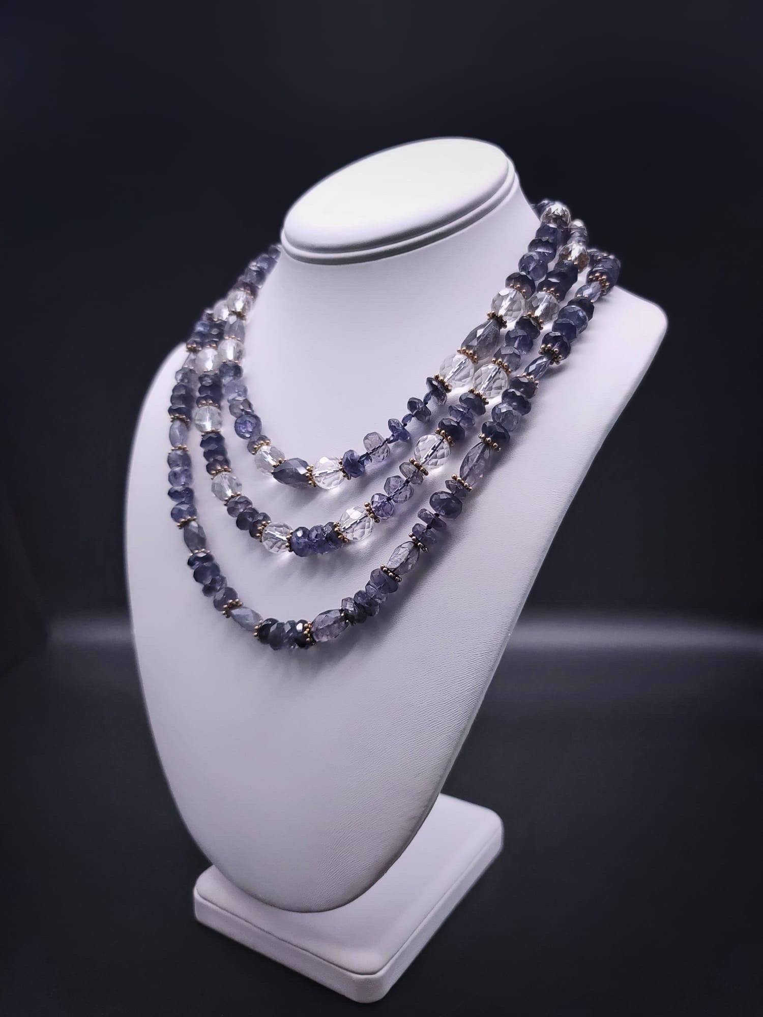 A.Jeschel Faceted Iolite and crystal necklace  For Sale 1