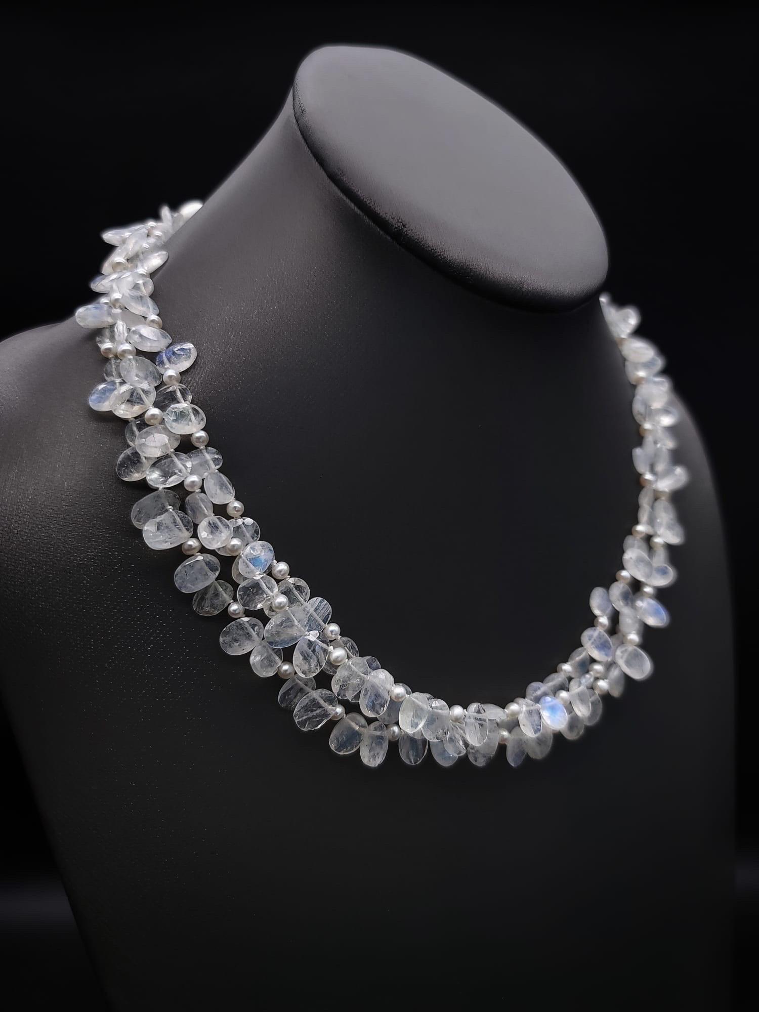 A.Jeschel Faceted Rainbow Moonstone necklace. In New Condition In Miami, FL