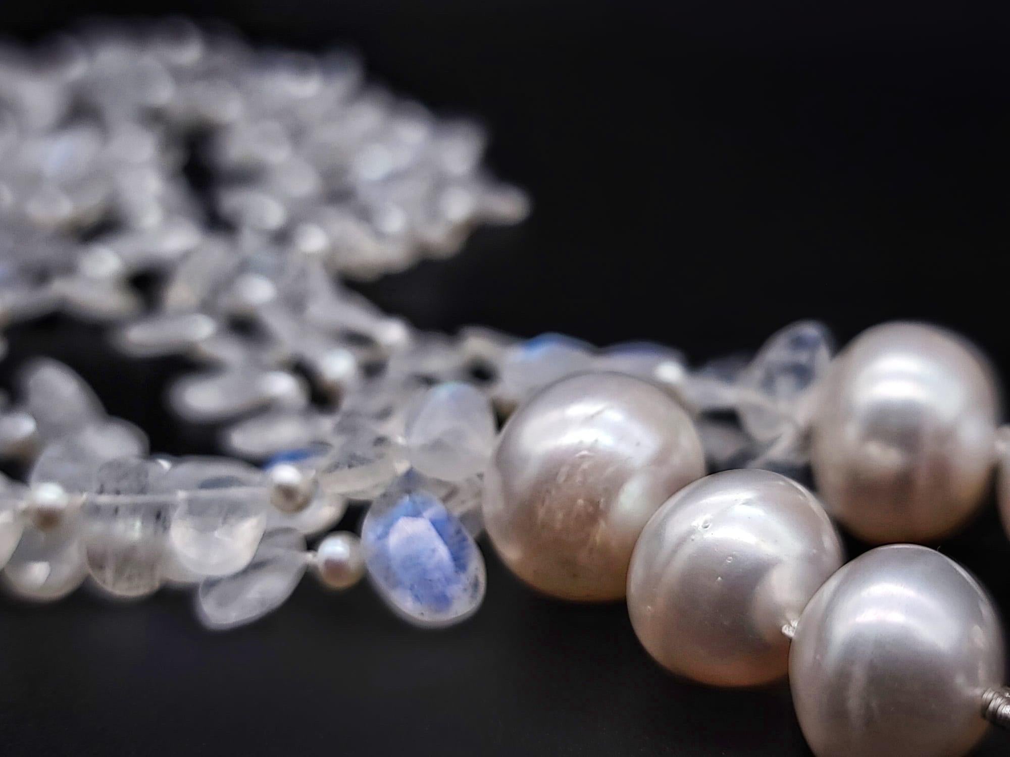 A.Jeschel Faceted Rainbow Moonstone necklace. For Sale 3
