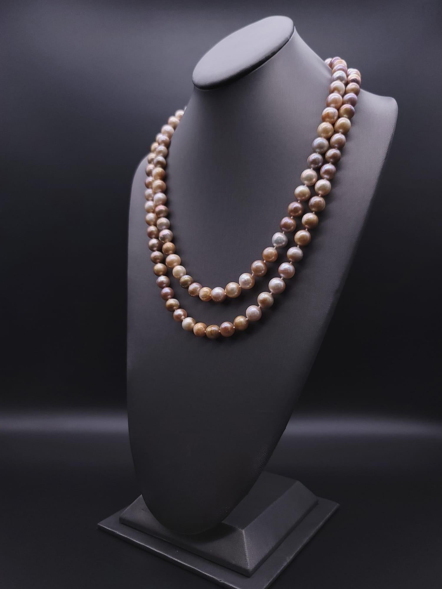 A.Jeschel Fantastic long Champagne Pearl necklace 4