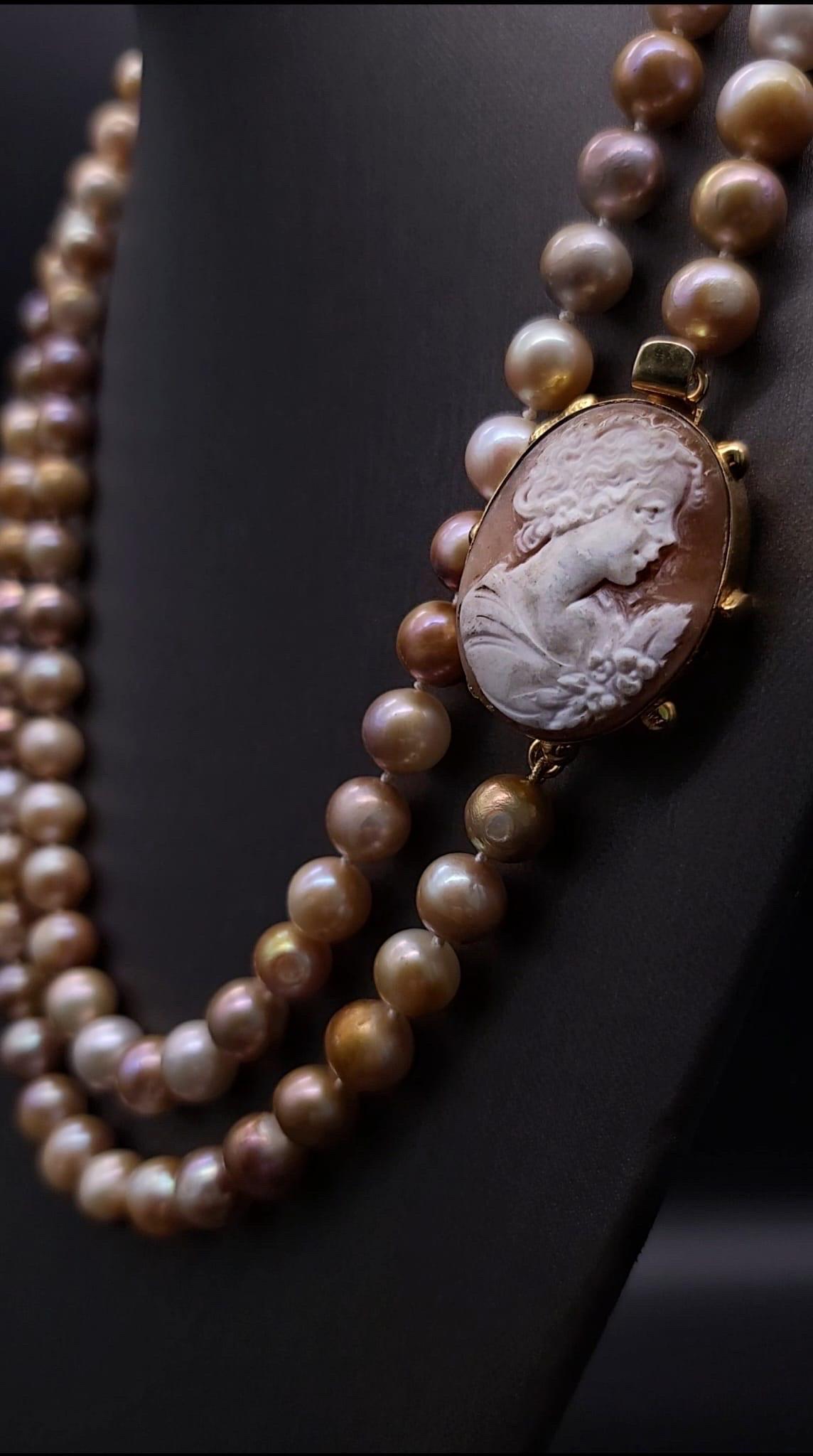 A.Jeschel Fantastic long Champagne Pearl necklace 8
