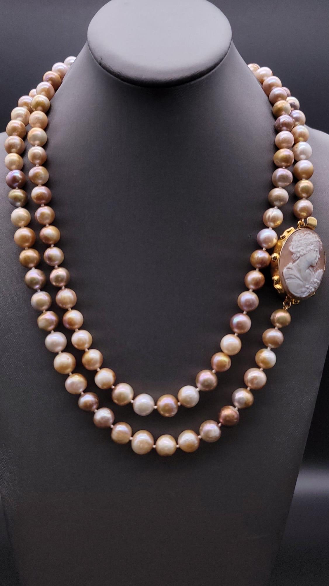 A.Jeschel Fantastic long Champagne Pearl necklace 9