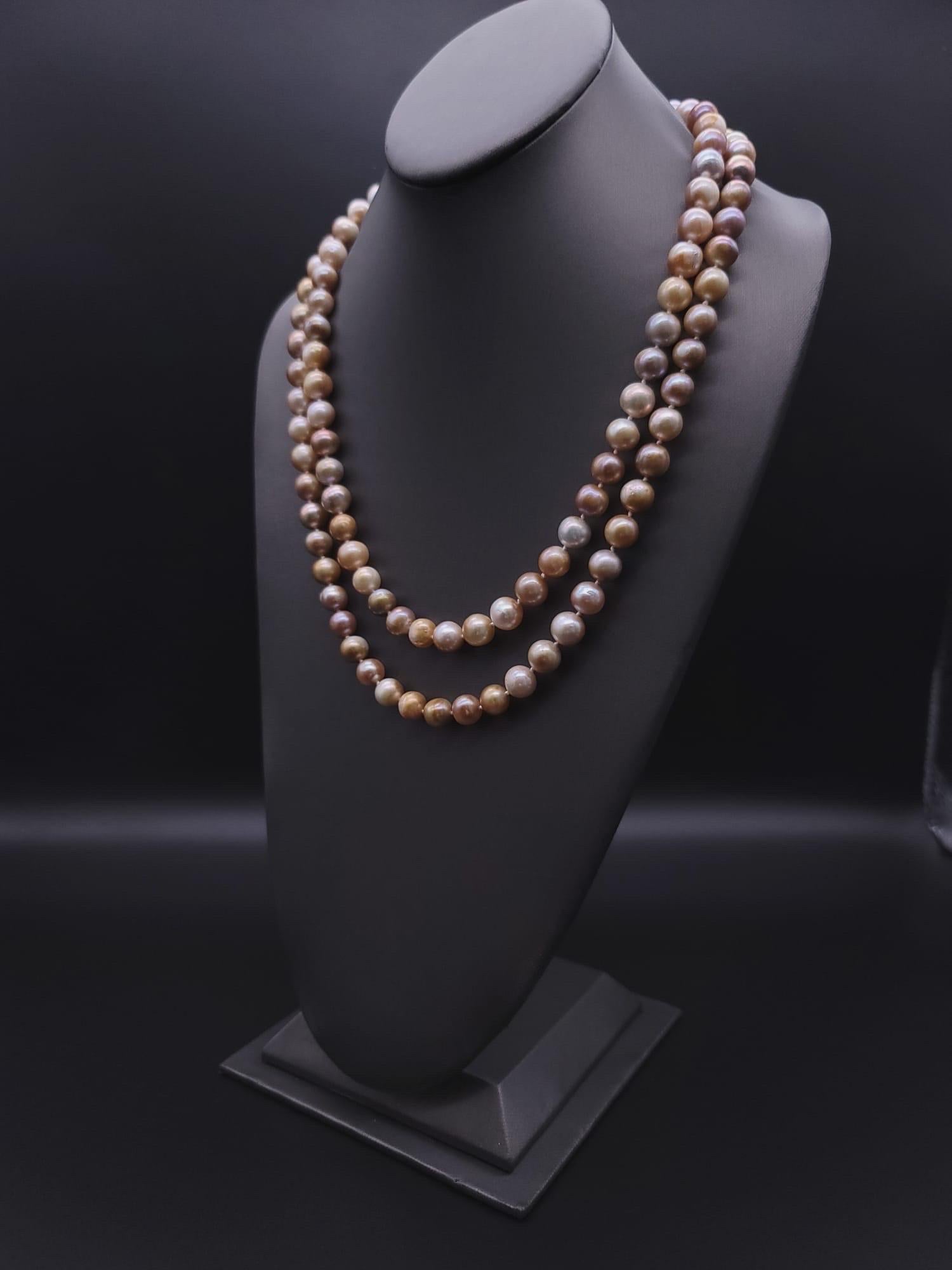 A.Jeschel Fantastic long Champagne Pearl necklace 10