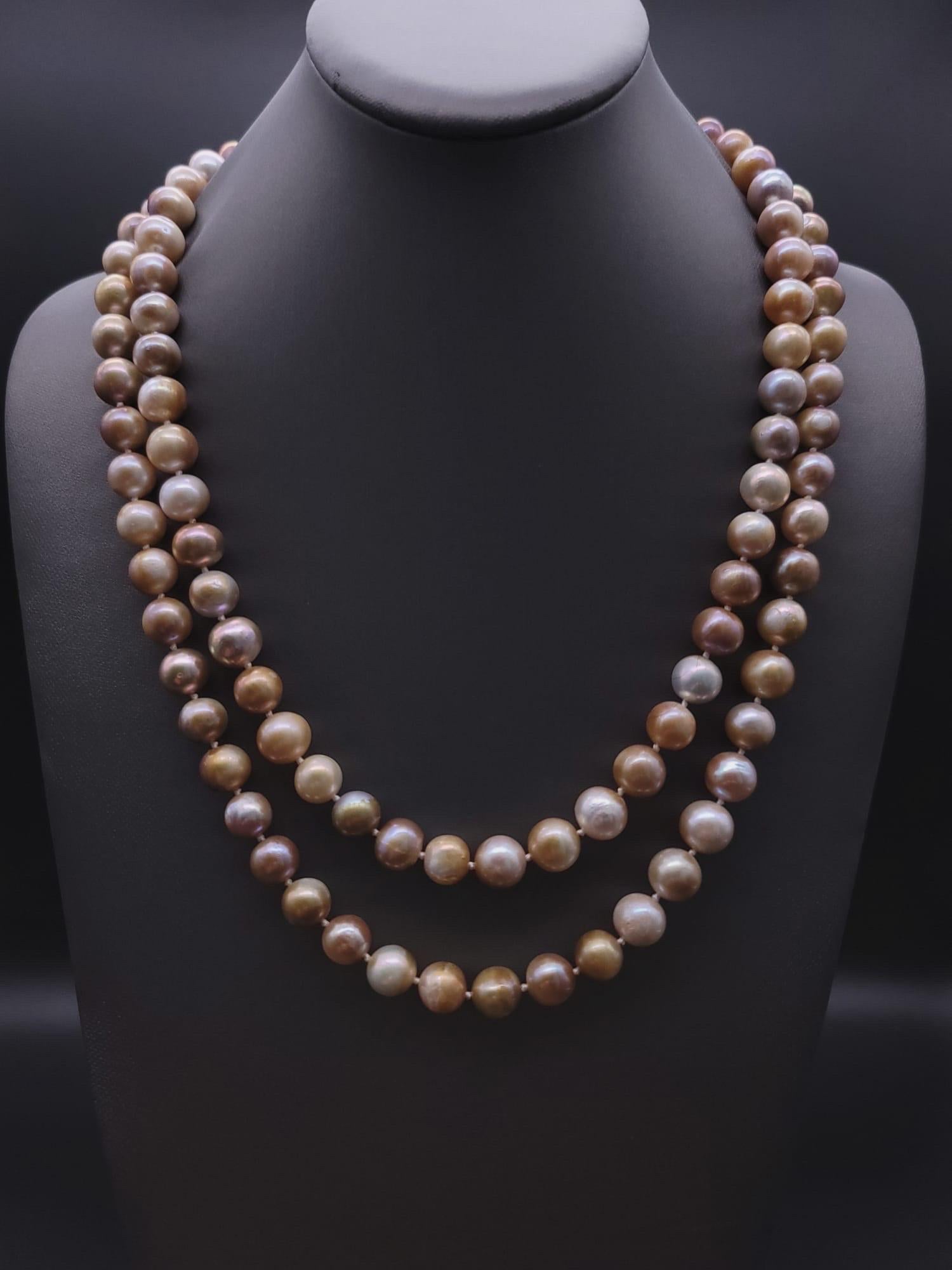 A.Jeschel Fantastic long Champagne Pearl necklace 13