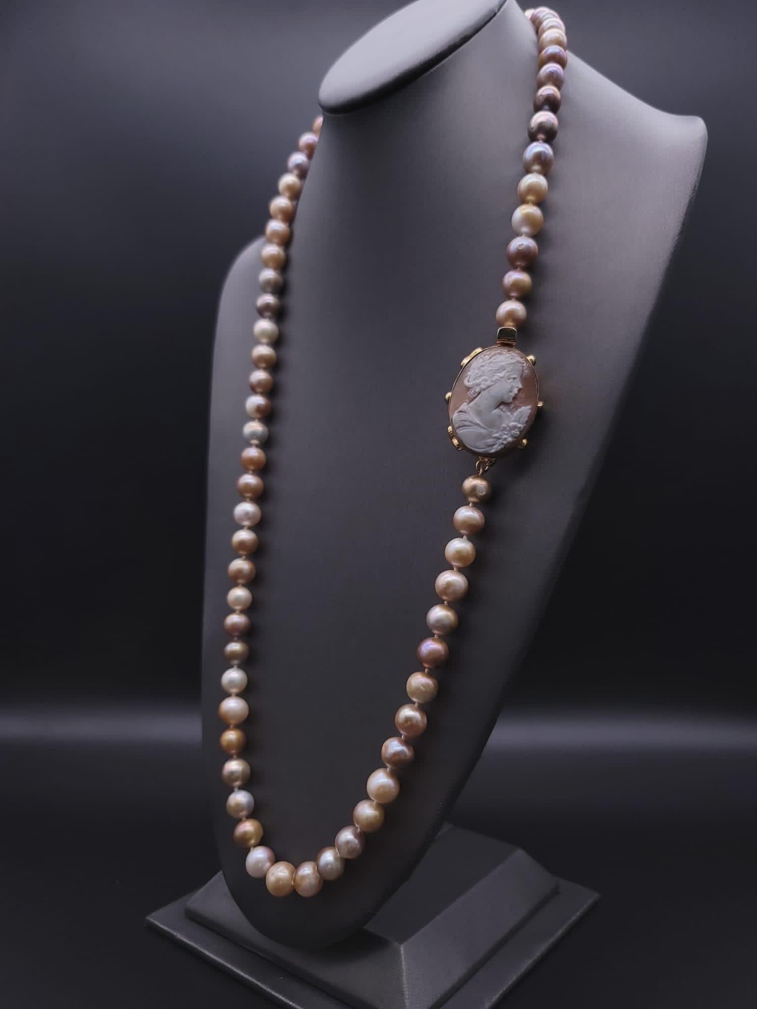 Contemporary A.Jeschel Fantastic long Champagne Pearl necklace