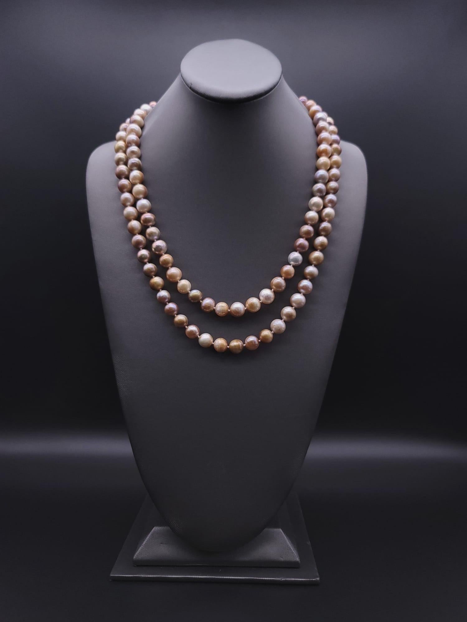 A.Jeschel Fantastic long Champagne Pearl necklace 1