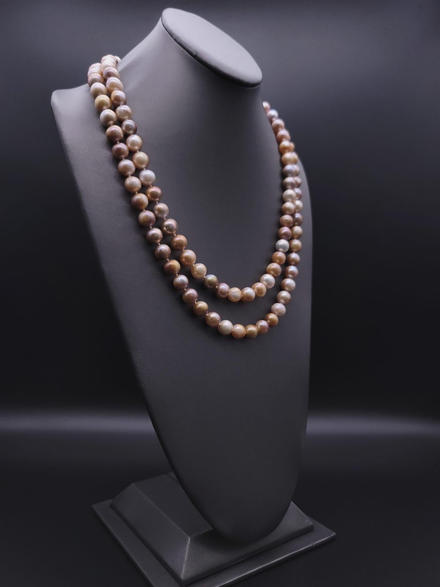 A.Jeschel Fantastic long Champagne Pearl necklace 3