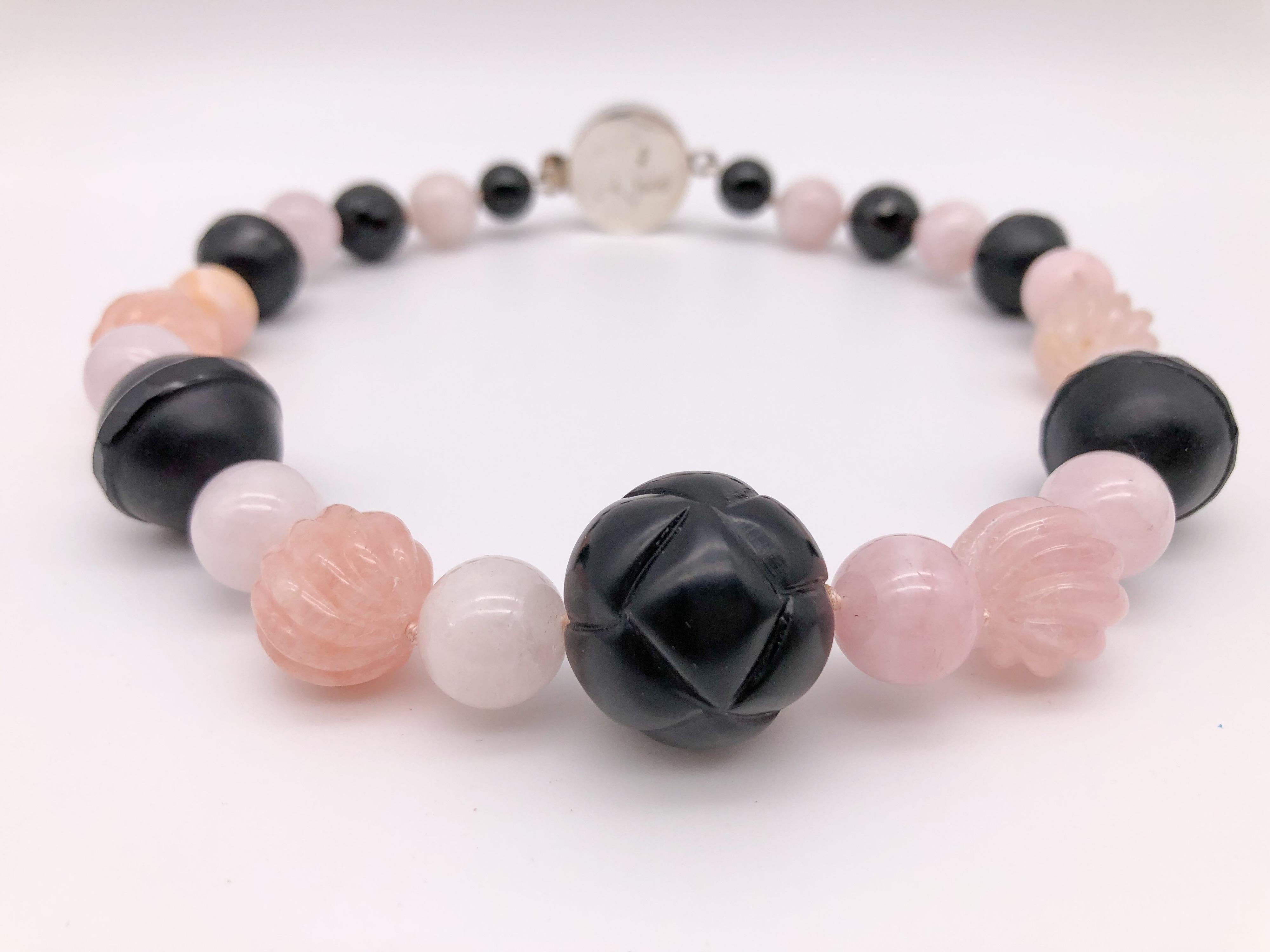 Donna Collana di Morganite, Opale e Onice di A.Jeschel in vendita