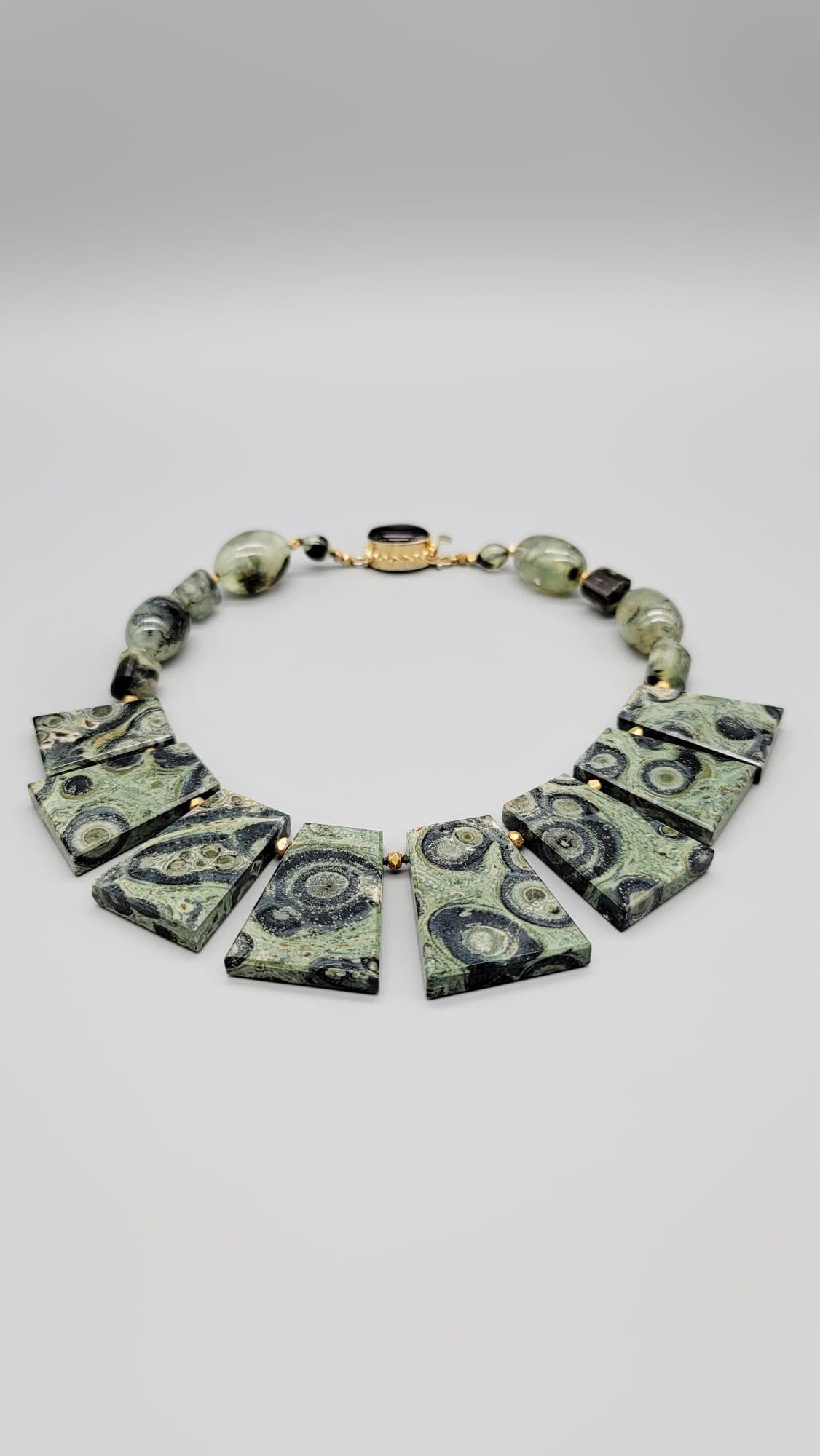 Contemporary A.Jeschel Kambaba Jasper collar necklace For Sale