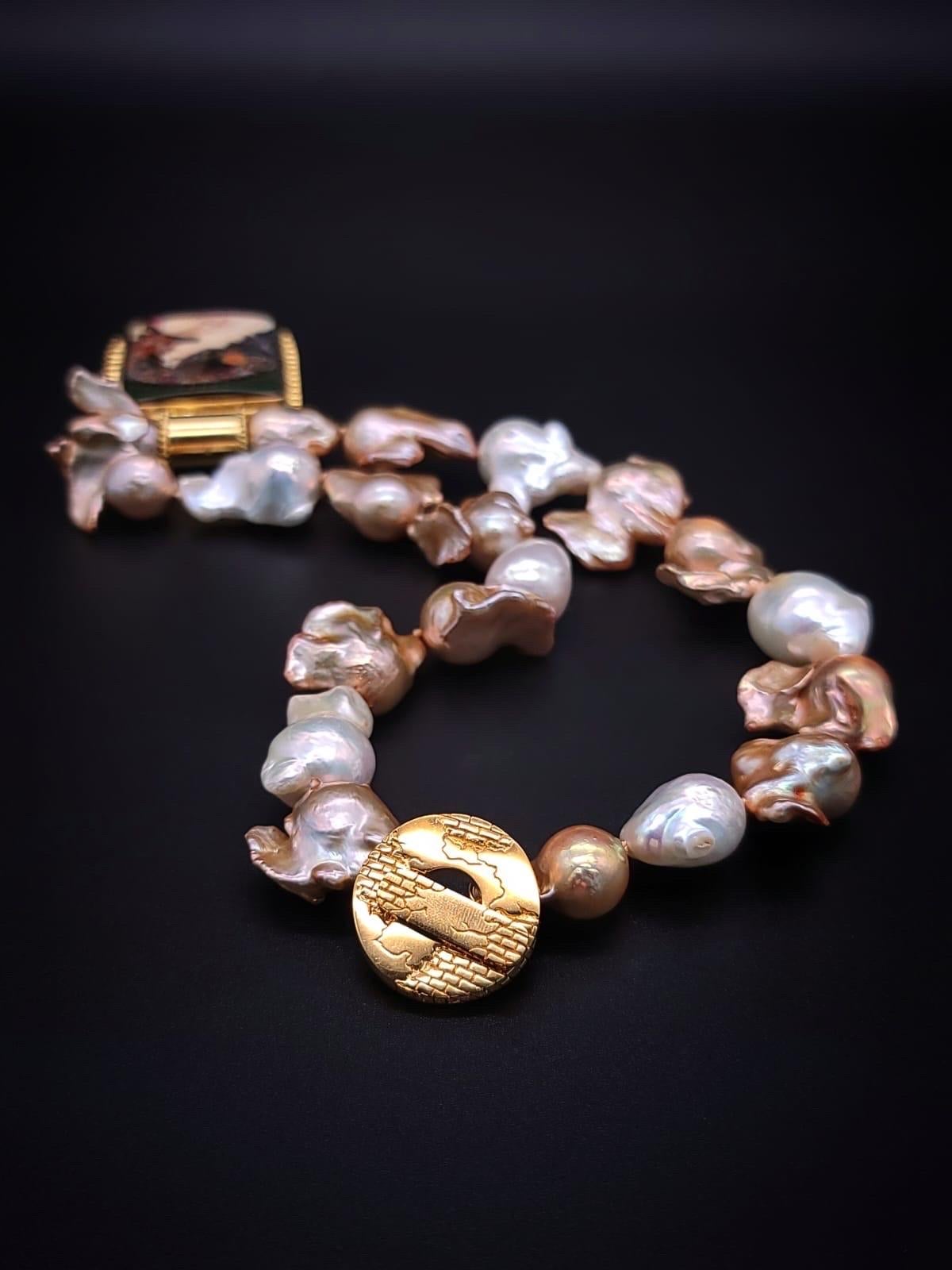 A.Jeschel Glamorous Baroque Pearl with an Art Deco miniature pendant. 3