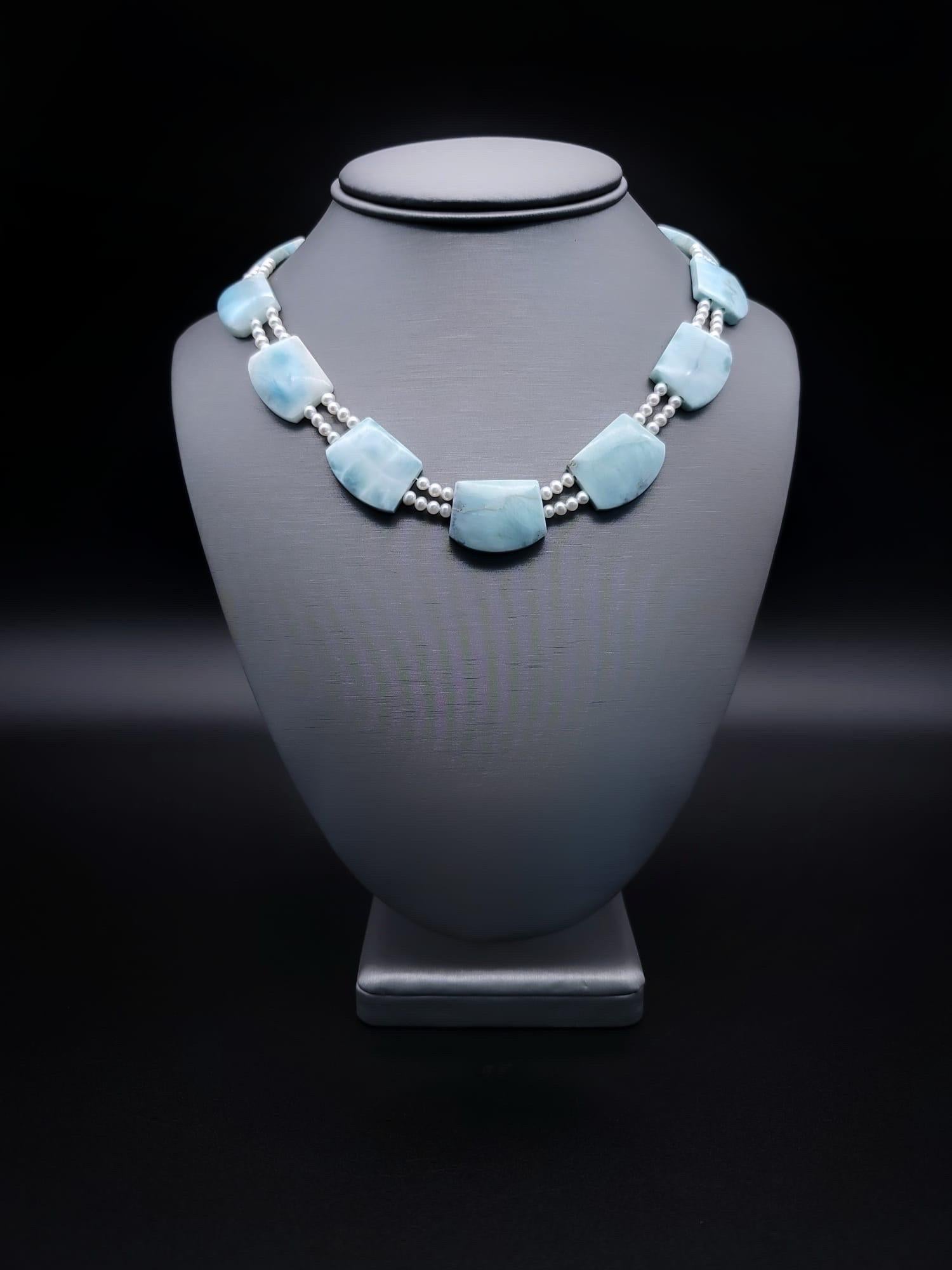 A.Jeschel Gorgeous Natural Larimar plates necklace. For Sale 7