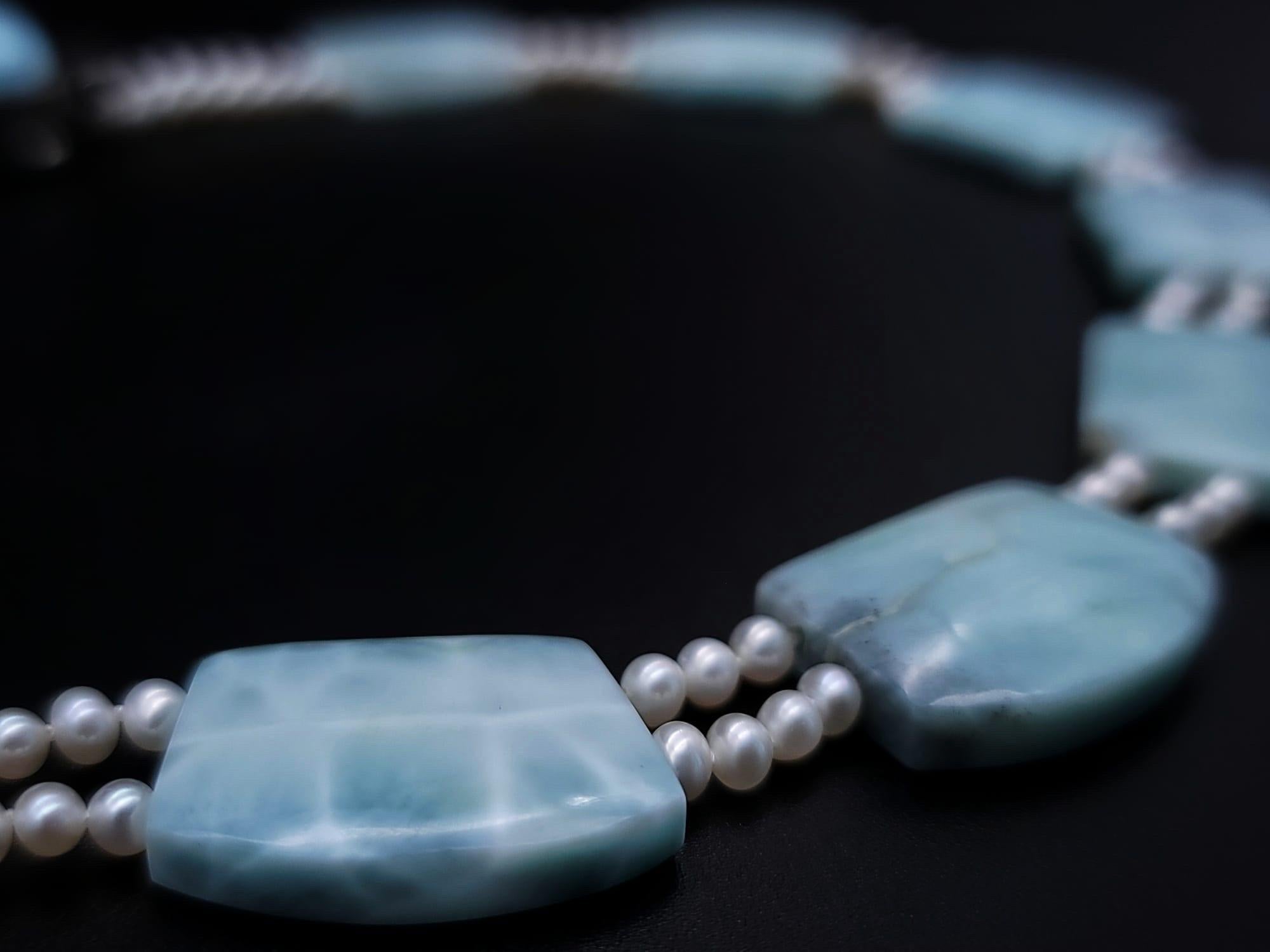 A.Jeschel Gorgeous Natural Larimar plates necklace. For Sale 1