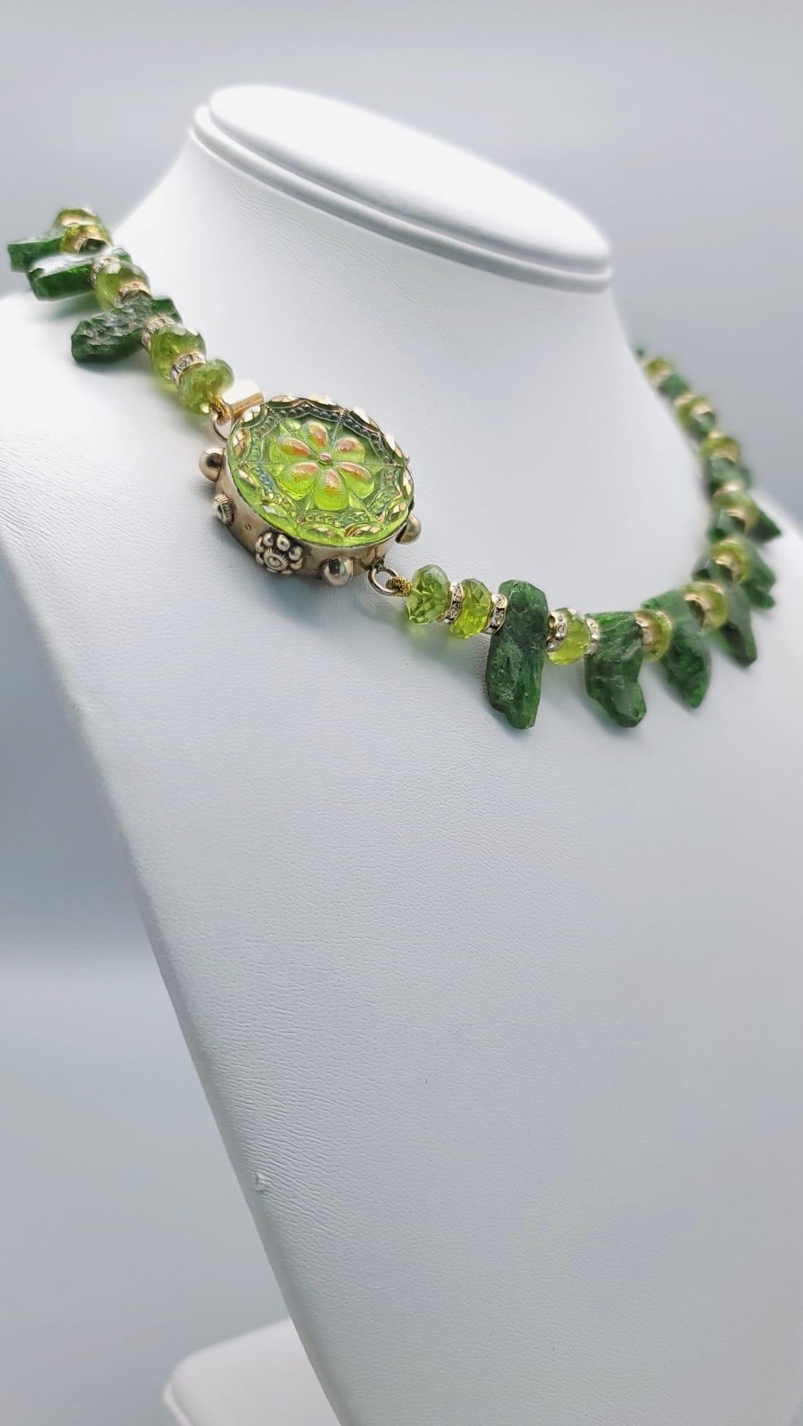 A.Jeschel Superbe collier Diopside chromé vert associé à un péridot  en vente 5