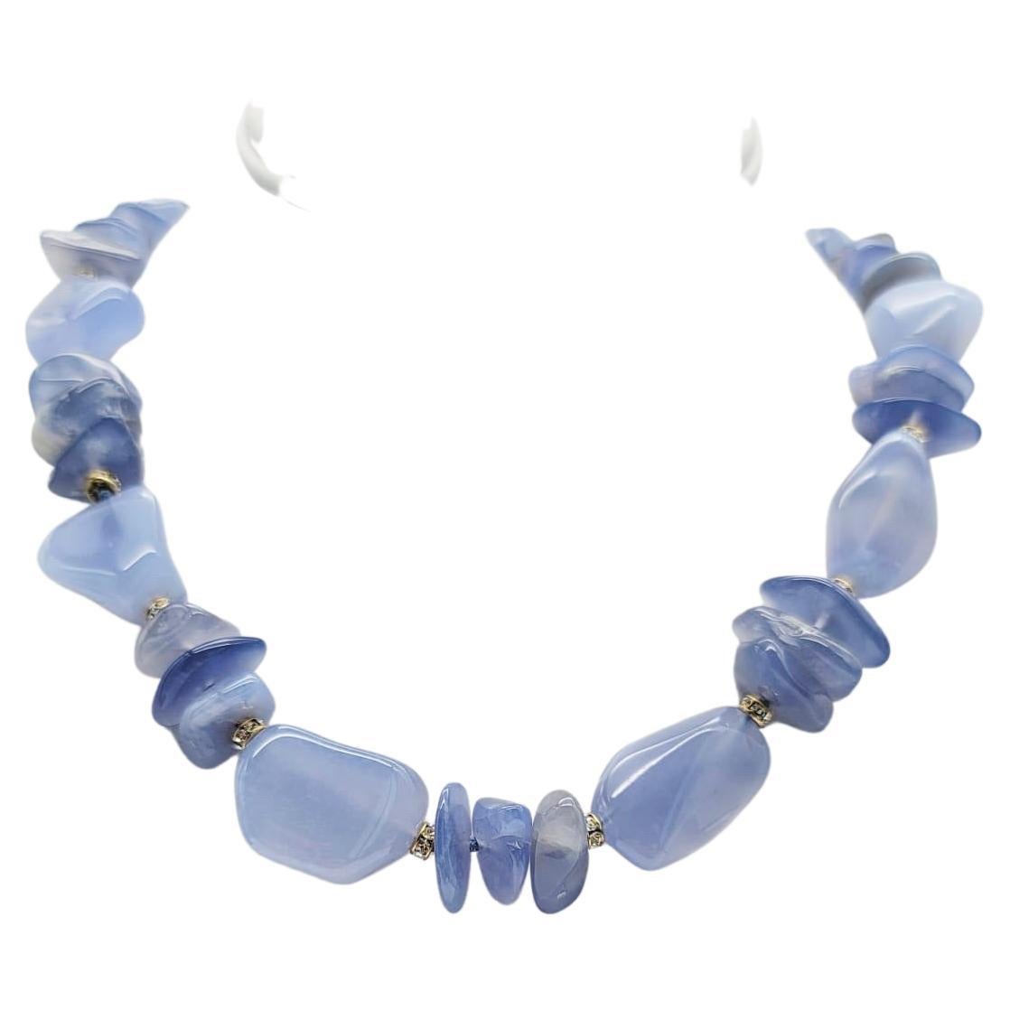 Blue Lace Agate Necklace - IKIRU ARTS