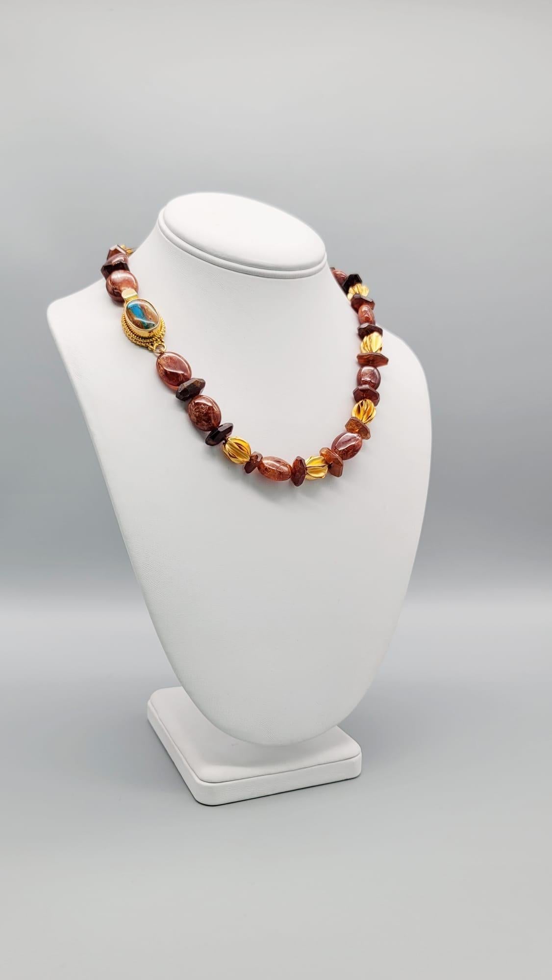A.Jeschel Hessonite Garnet set in a classic single strand necklace. In New Condition For Sale In Miami, FL