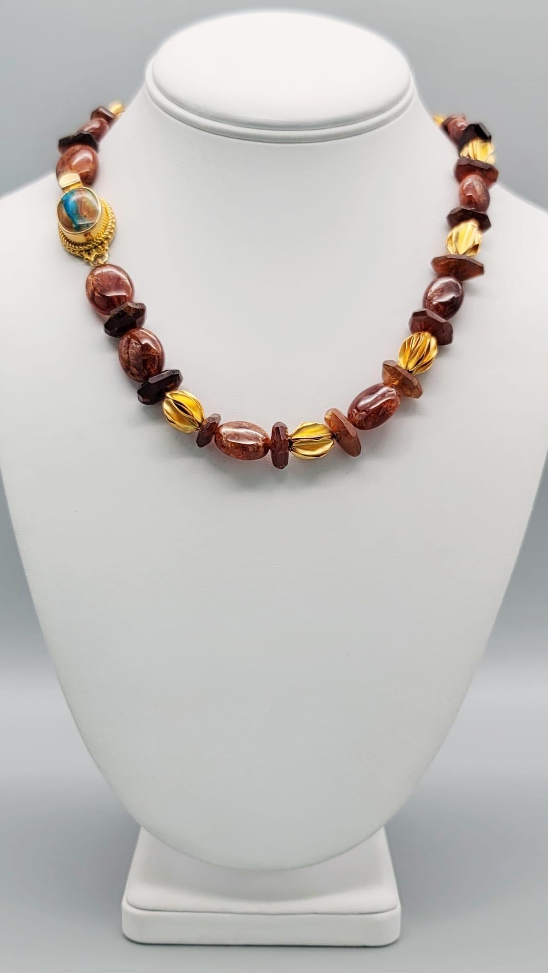 A.Jeschel Hessonite Garnet set in a classic single strand necklace. For Sale 1