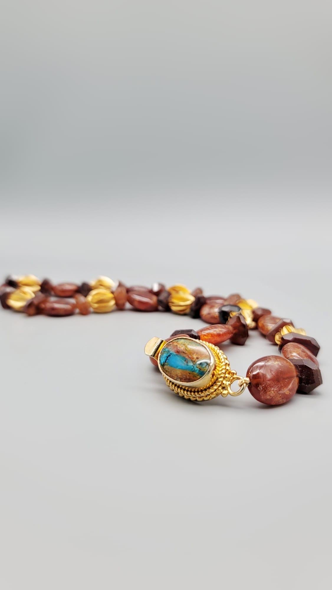 A.Jeschel Hessonite Garnet set in a classic single strand necklace. For Sale 2
