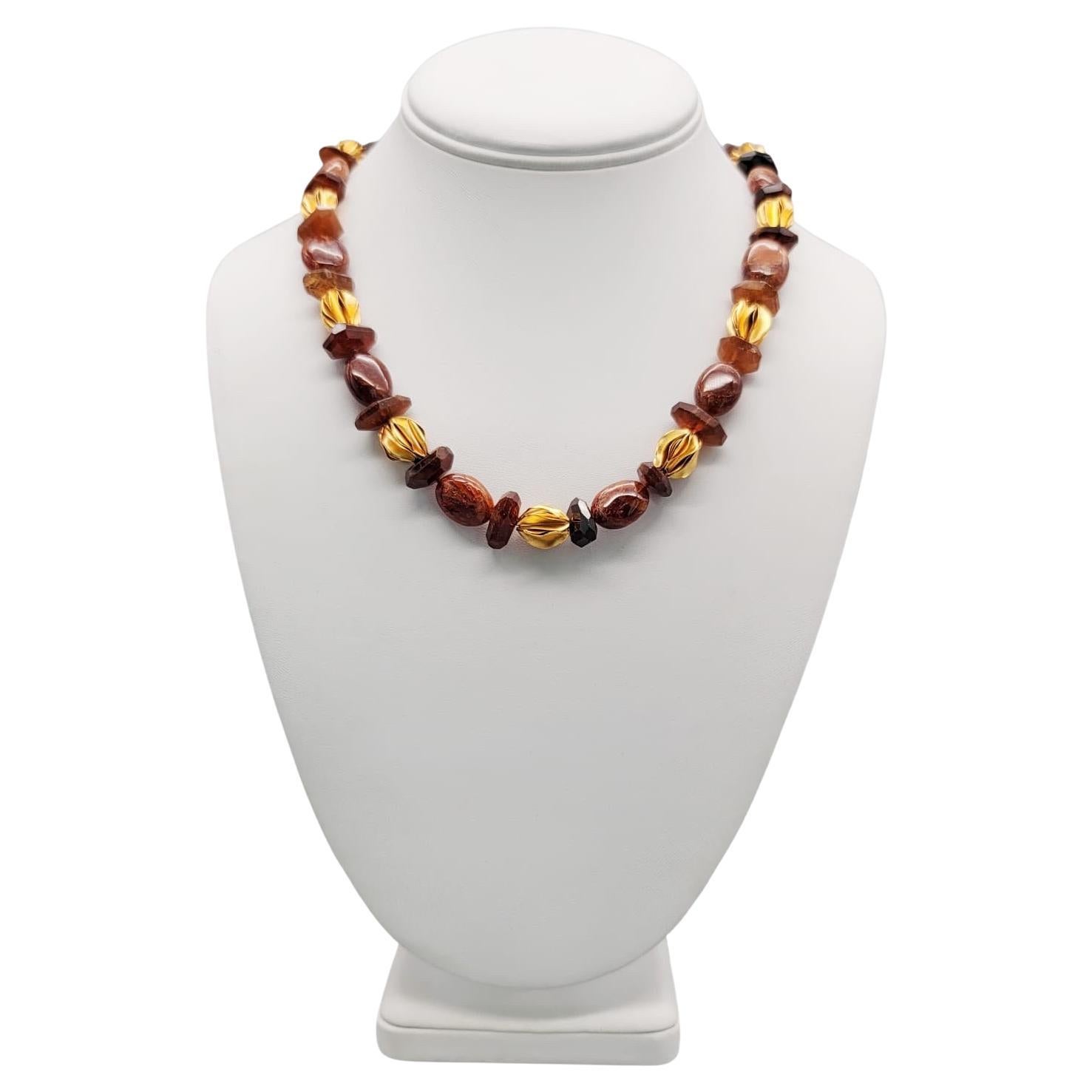 A.Jeschel Hessonite Garnet set in a classic single strand necklace. For Sale