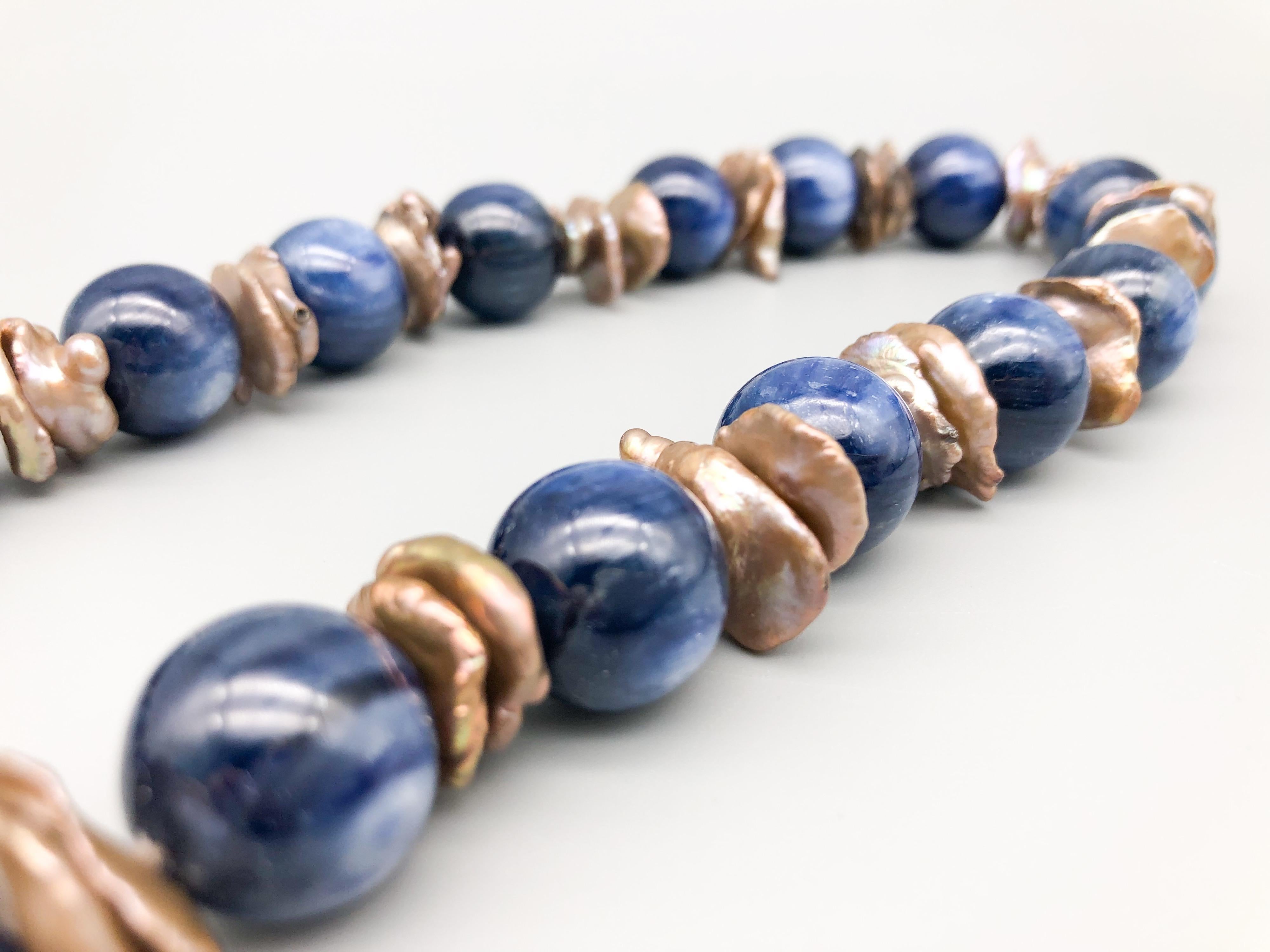 A.Jeschel Kyanite and bronze Keshi  Pearls.  For Sale 1