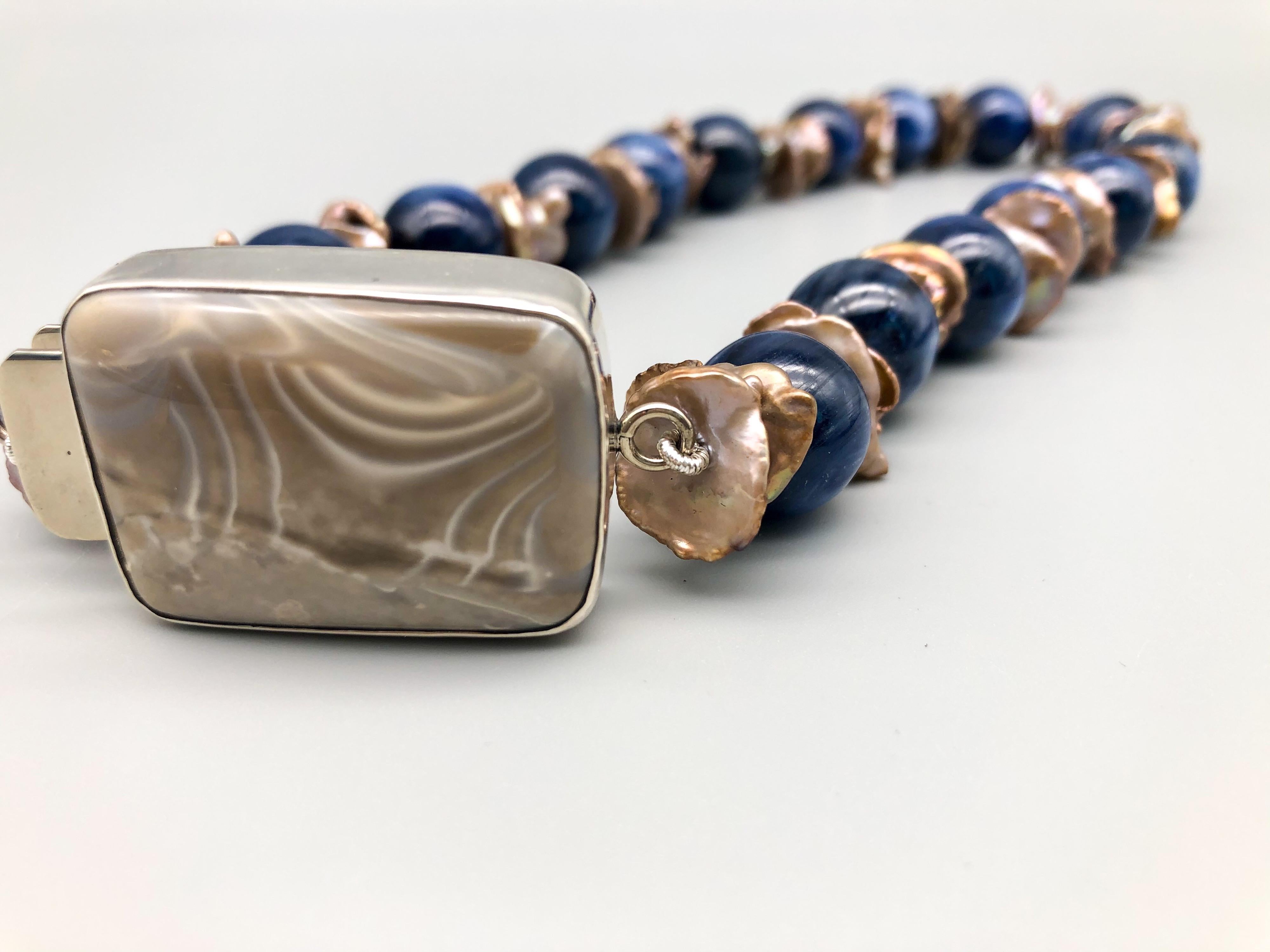 A.Jeschel Kyanite and bronze Keshi  Pearls.  For Sale 4