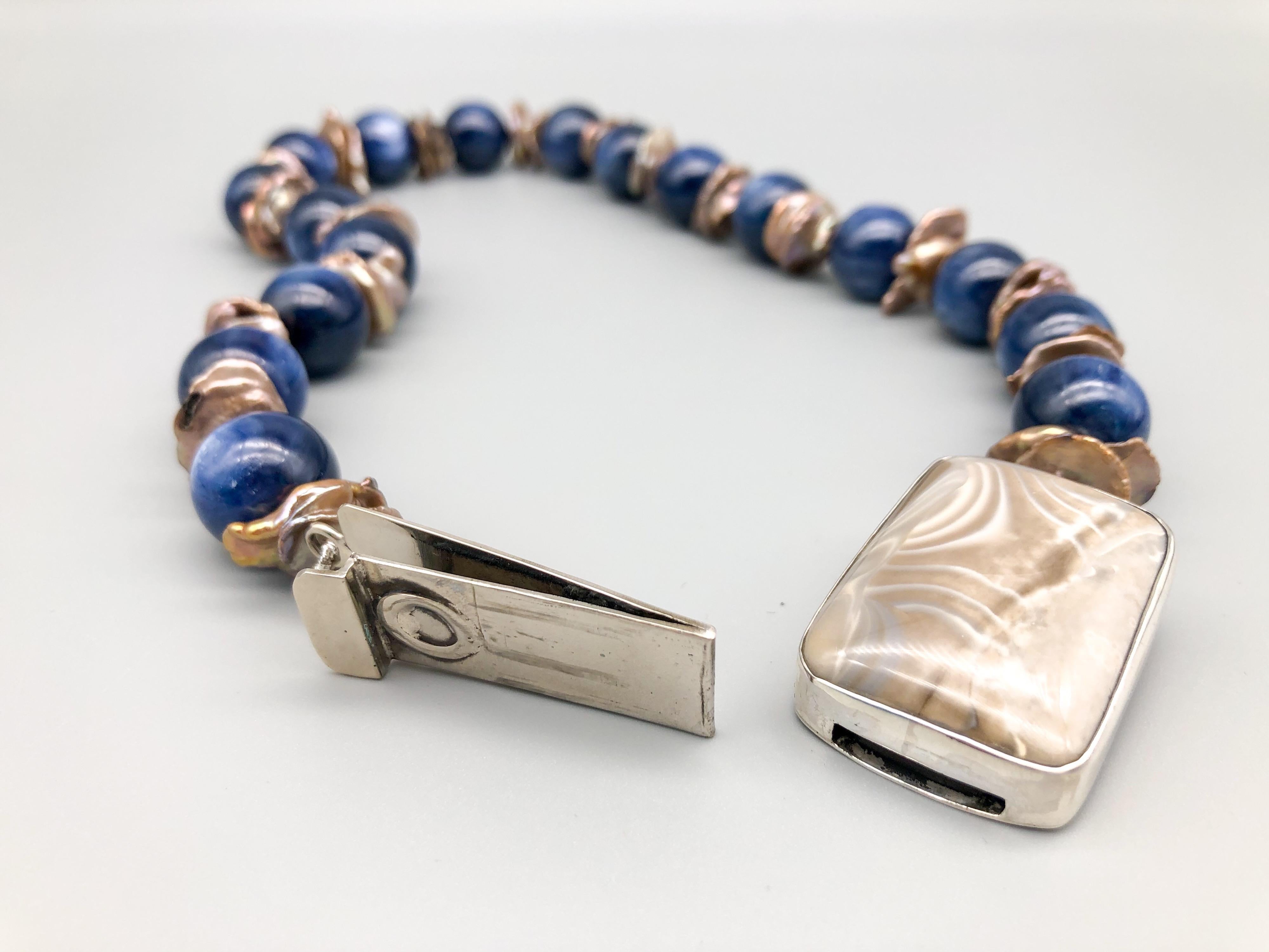 A.Jeschel Kyanite and bronze Keshi  Pearls.  For Sale 5