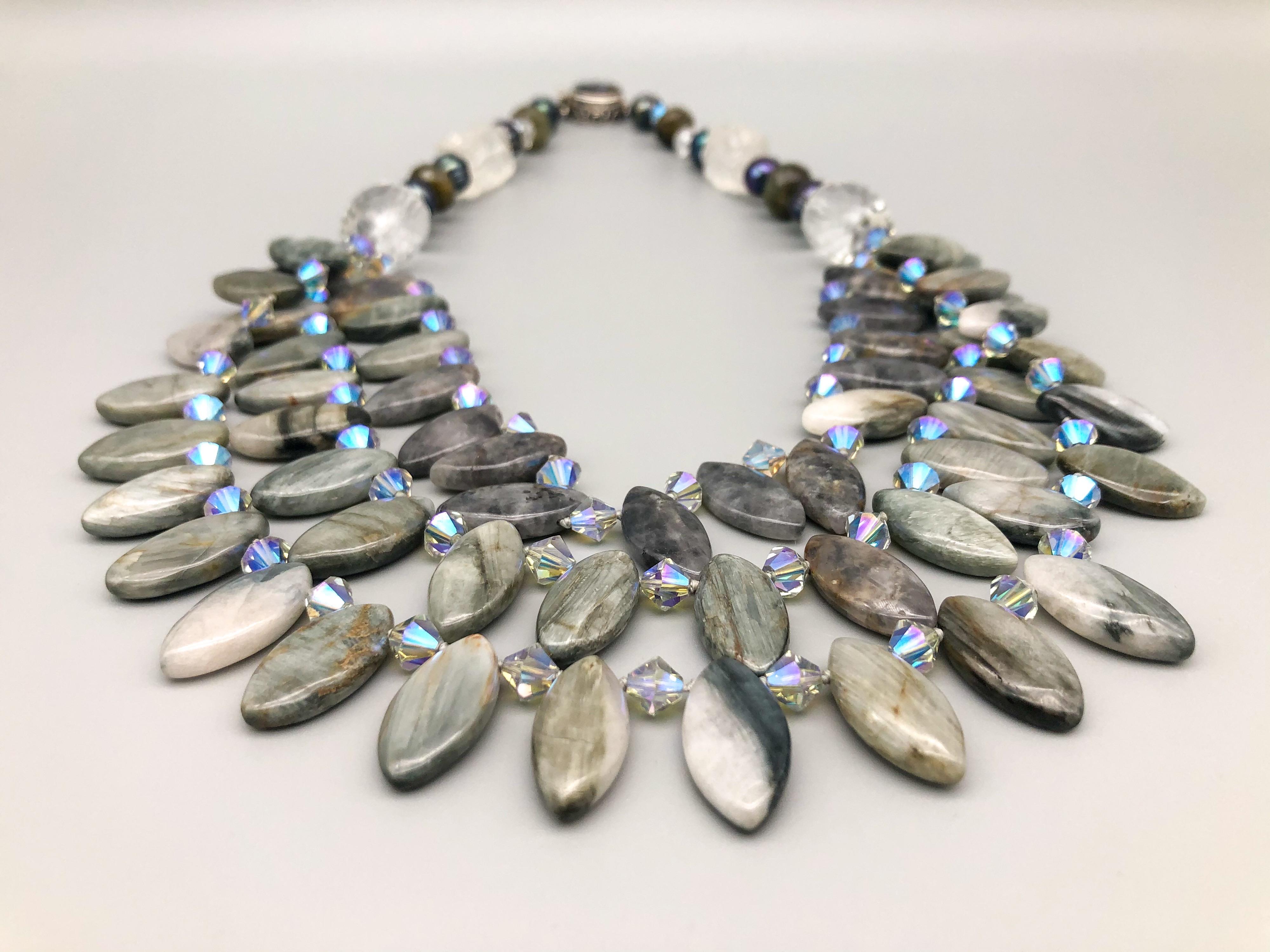 A.Jeschel Labradorite 3 into 1 brillant necklace In New Condition For Sale In Miami, FL