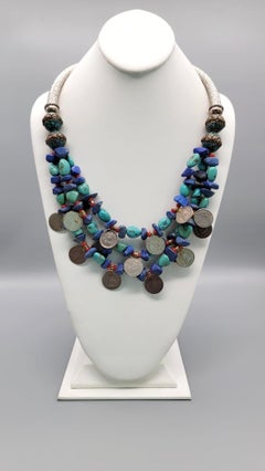 A.Jeschel Lapis and Turquoise dramatic tribal necklace