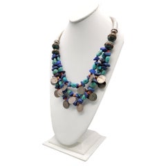 A.Jeschel Lapis and Turquoise dramatic tribal necklace