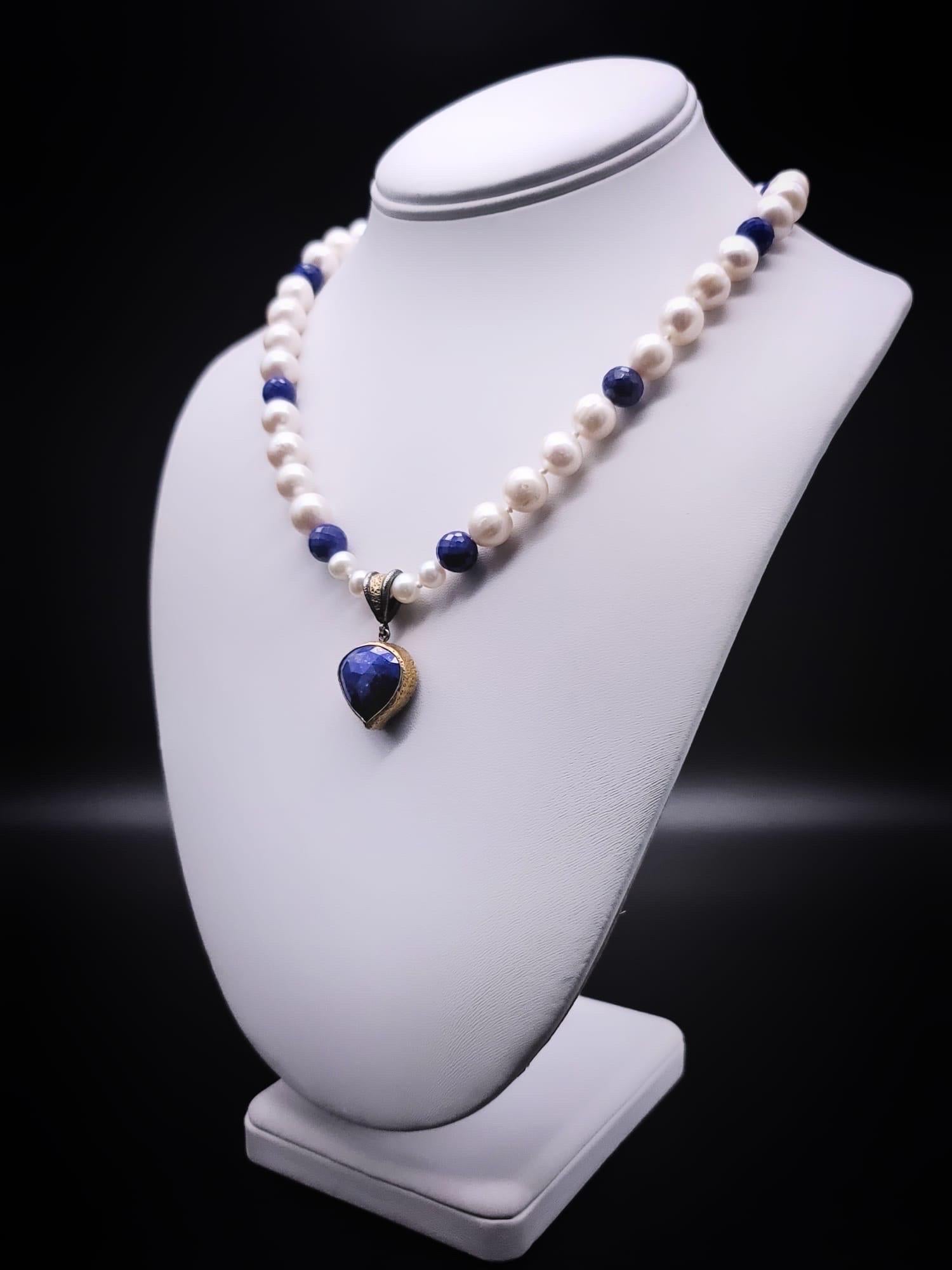 A.Jeschel Lapis Lazuli and pearls Necklace  For Sale 2