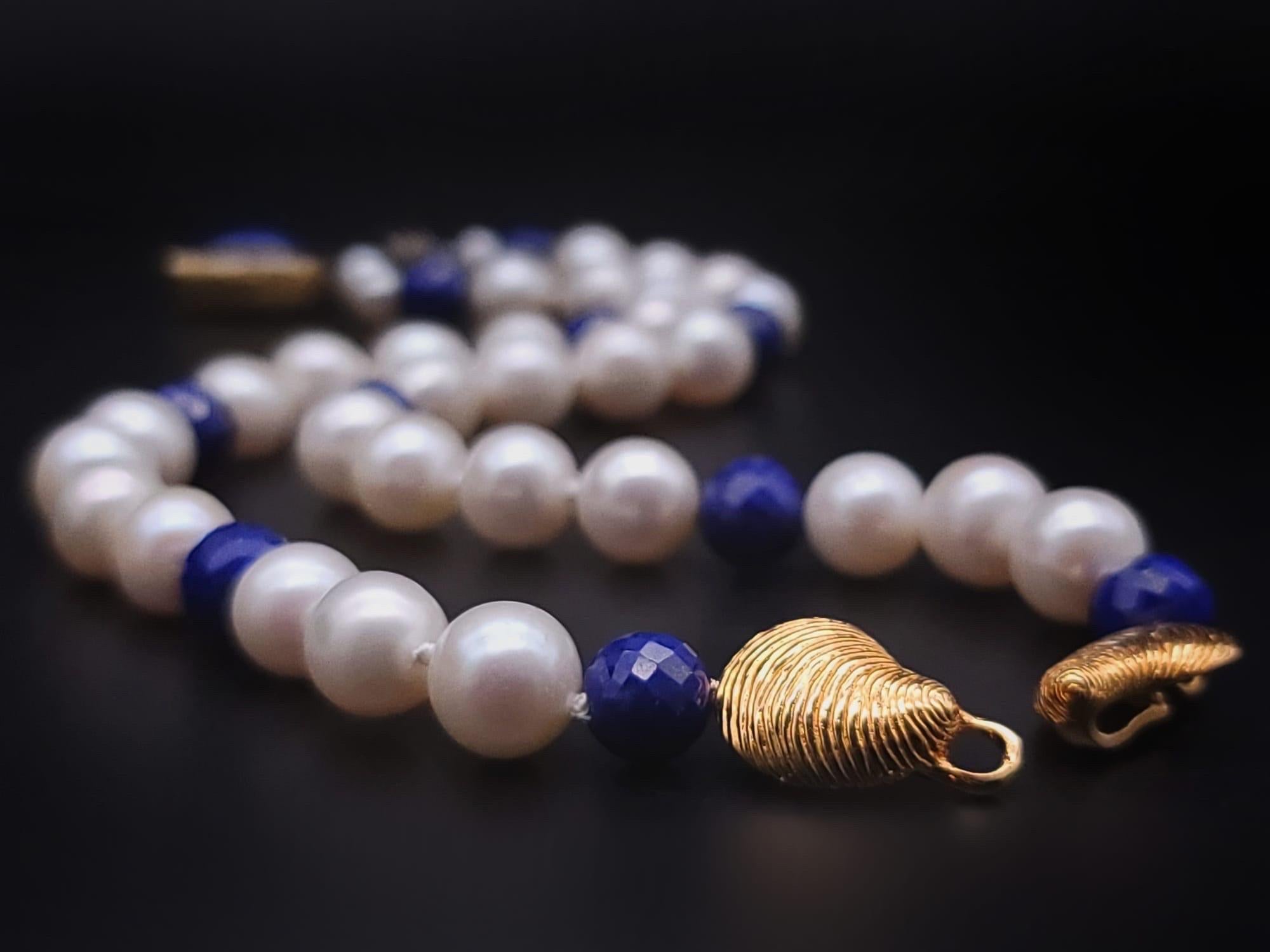 A.Jeschel Lapis Lazuli and pearls Necklace  For Sale 3