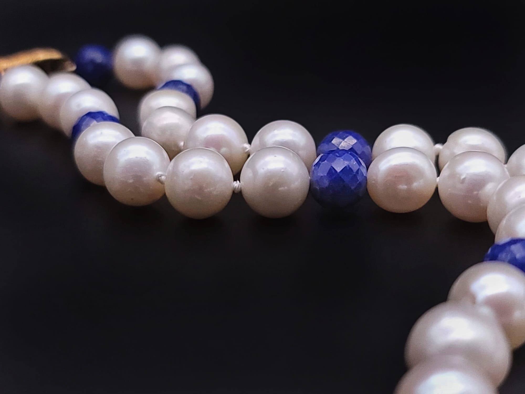 A.Jeschel Lapis Lazuli and pearls Necklace  For Sale 3