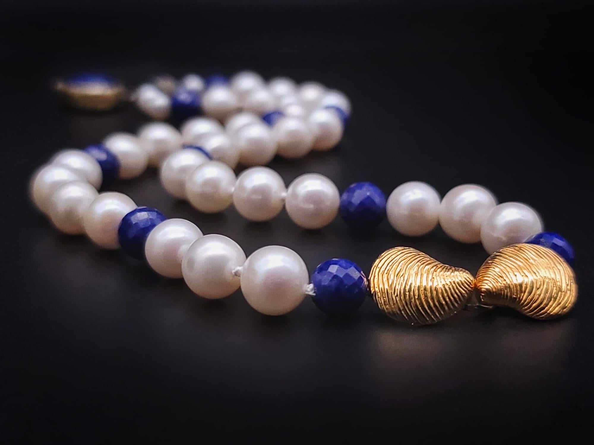 Women's A.Jeschel Lapis Lazuli and pearls Necklace  For Sale