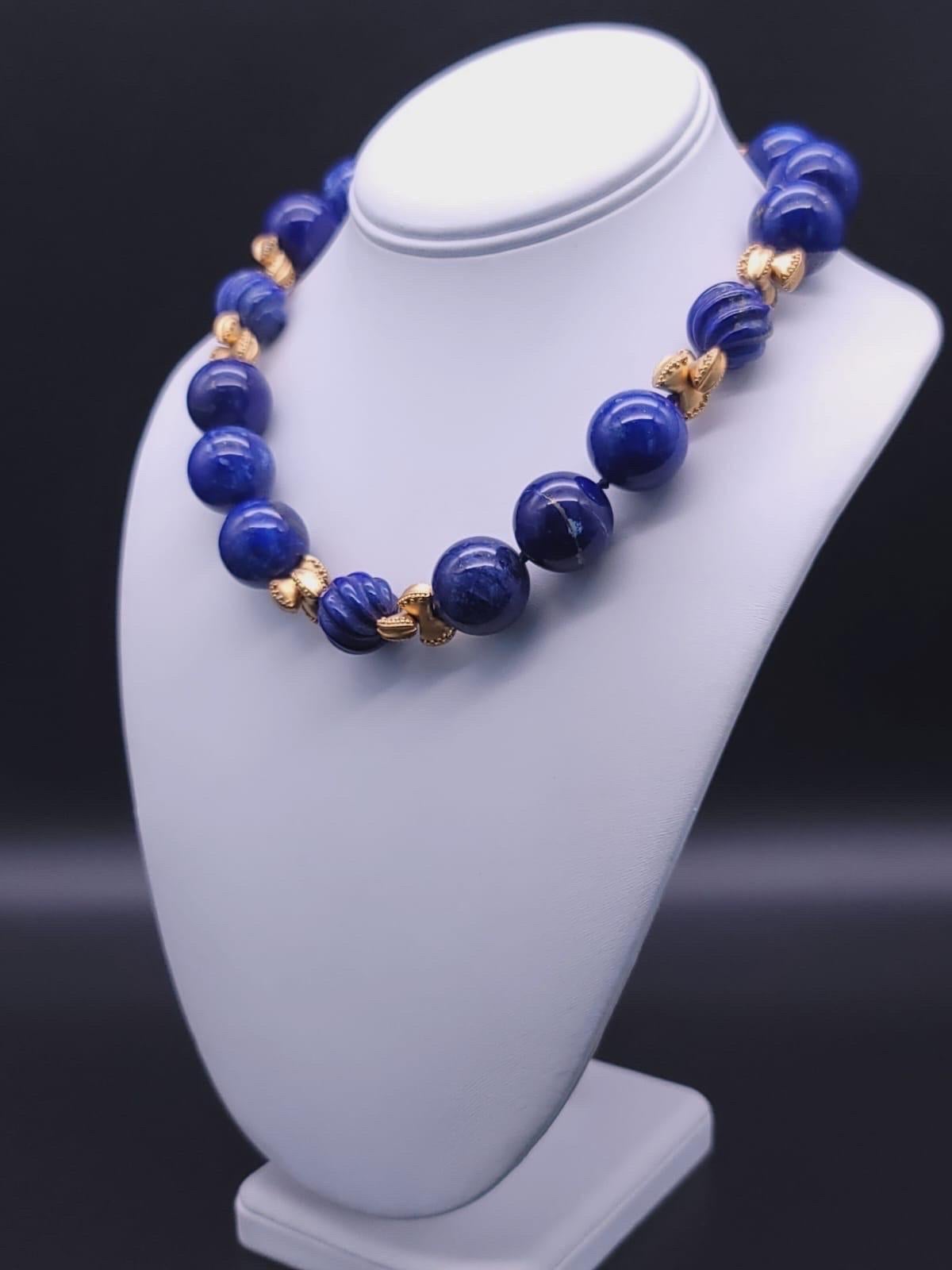 A.Jeschel Large Lapis Lazuli with vermeil knots necklace. 4