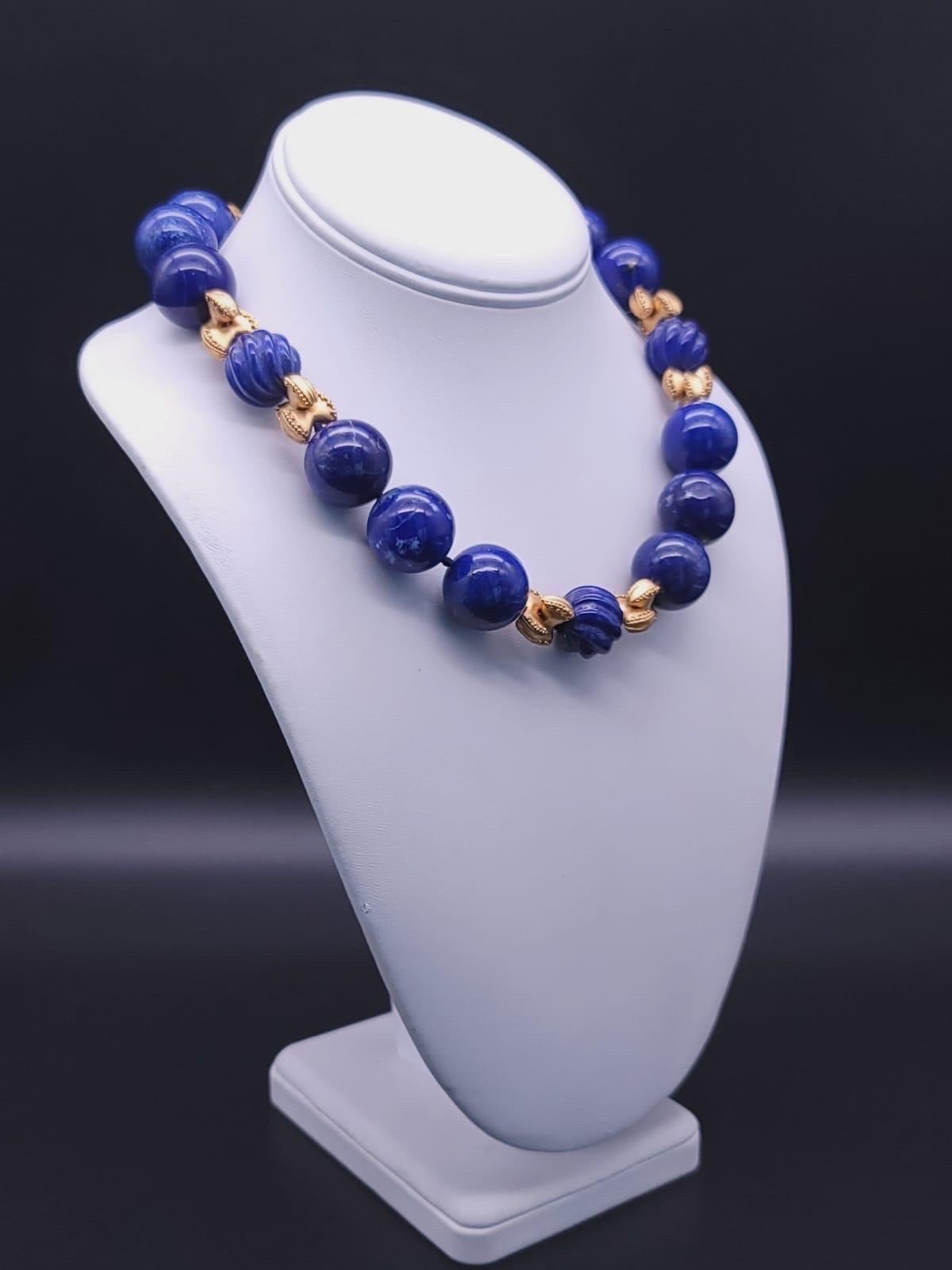 A.Jeschel Large Lapis Lazuli with vermeil knots necklace. 6