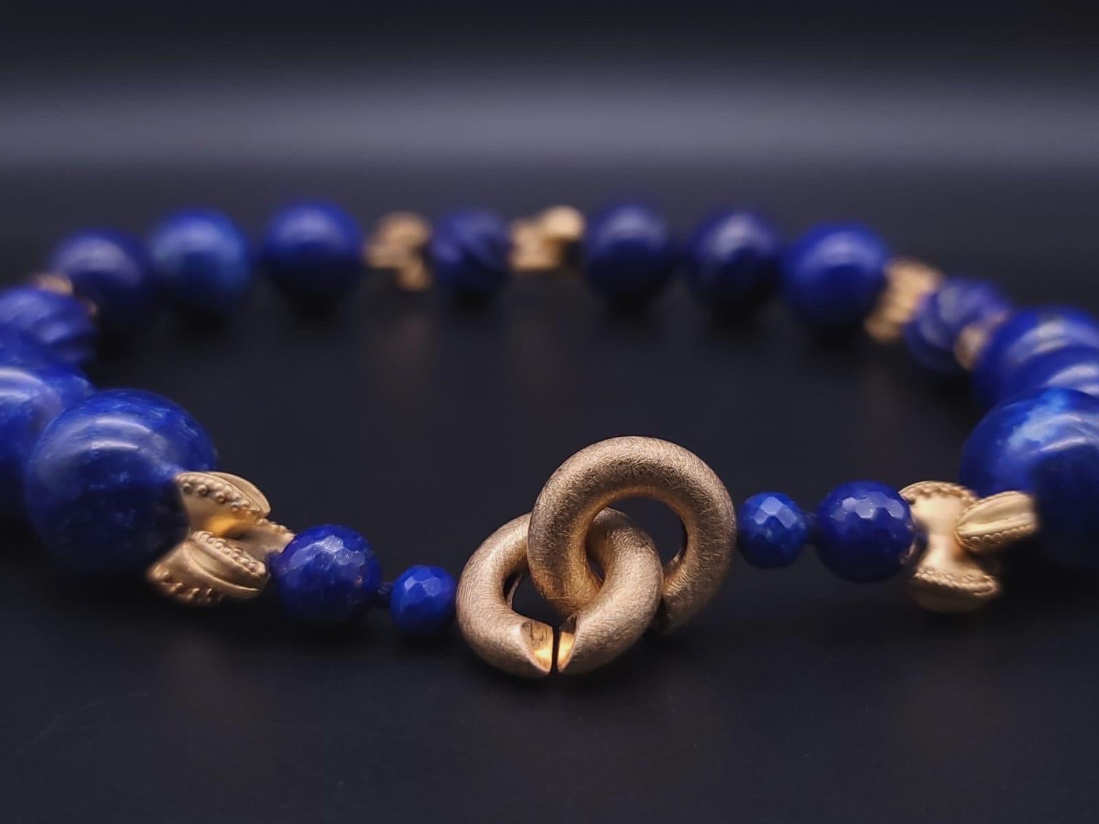 A.Jeschel Large Lapis Lazuli with vermeil knots necklace. 7