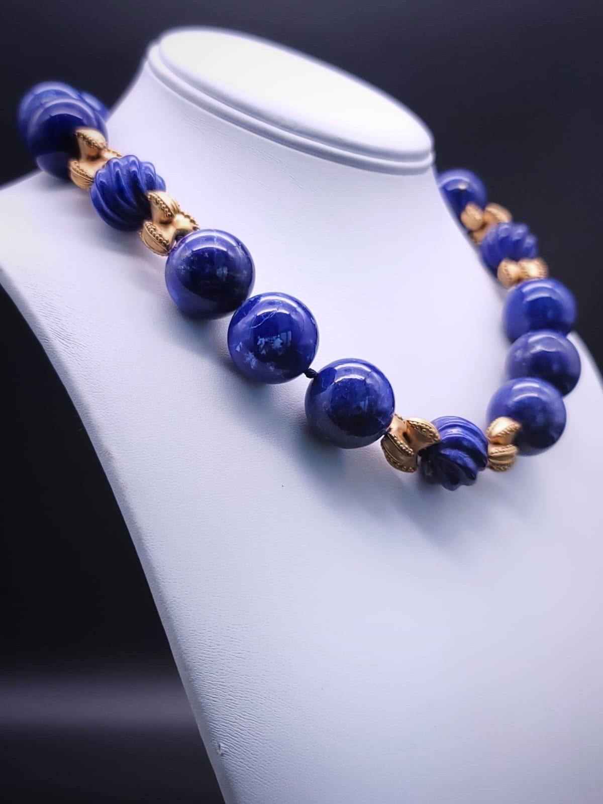 A.Jeschel Large Lapis Lazuli with vermeil knots necklace. 8