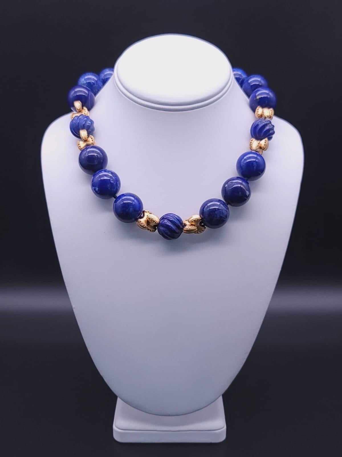 A.Jeschel Large Lapis Lazuli with vermeil knots necklace. 10