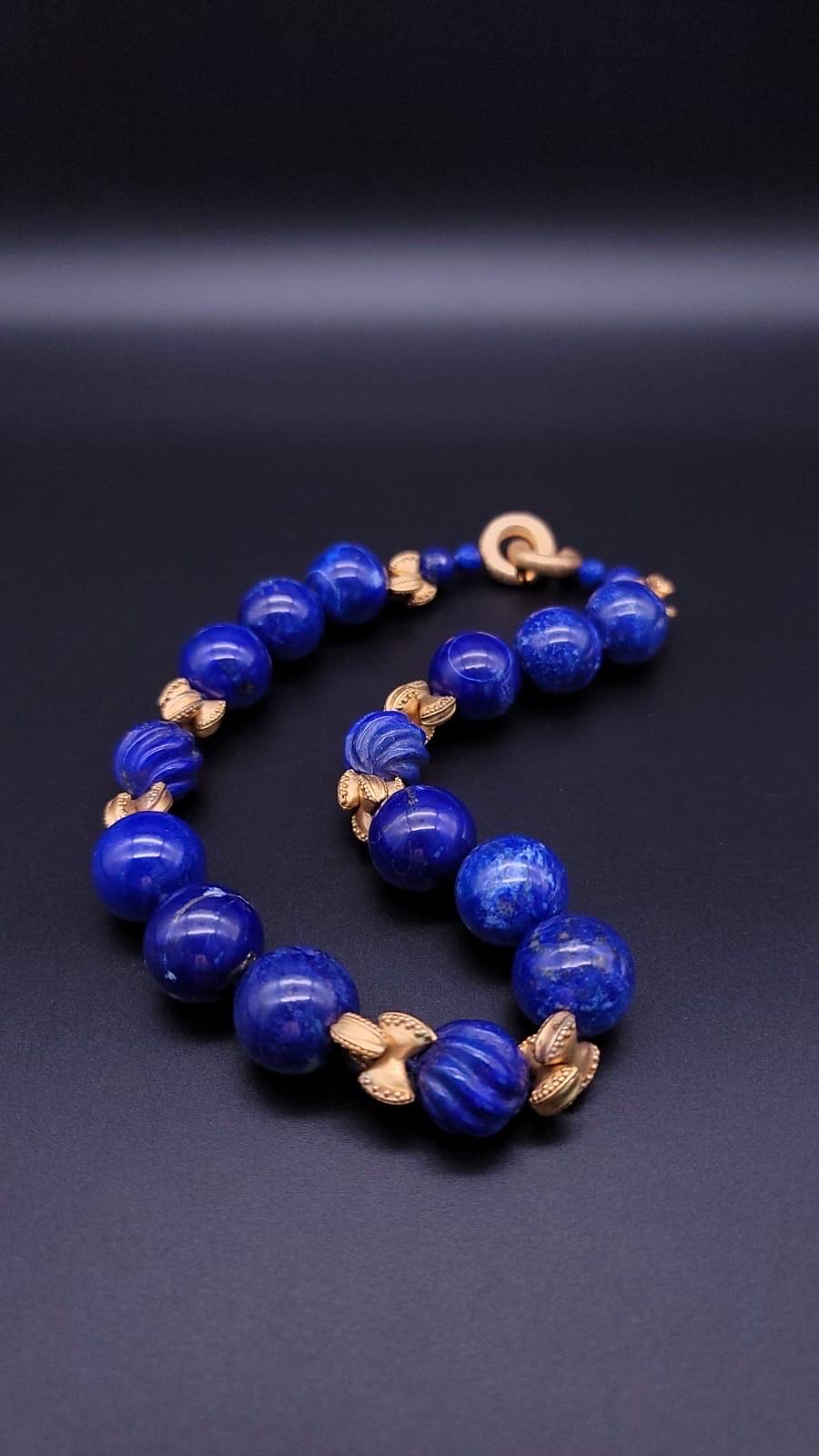A.Jeschel Large Lapis Lazuli with vermeil knots necklace. 13