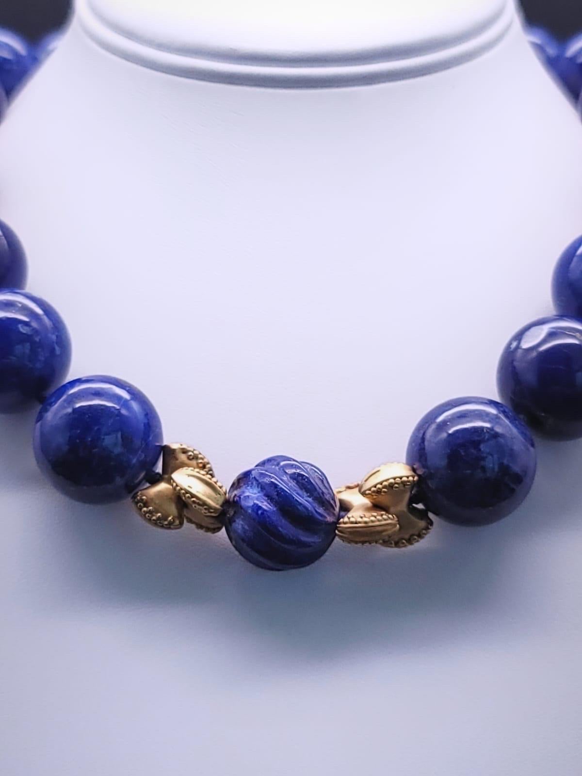 A.Jeschel Large Lapis Lazuli with vermeil knots necklace. 1