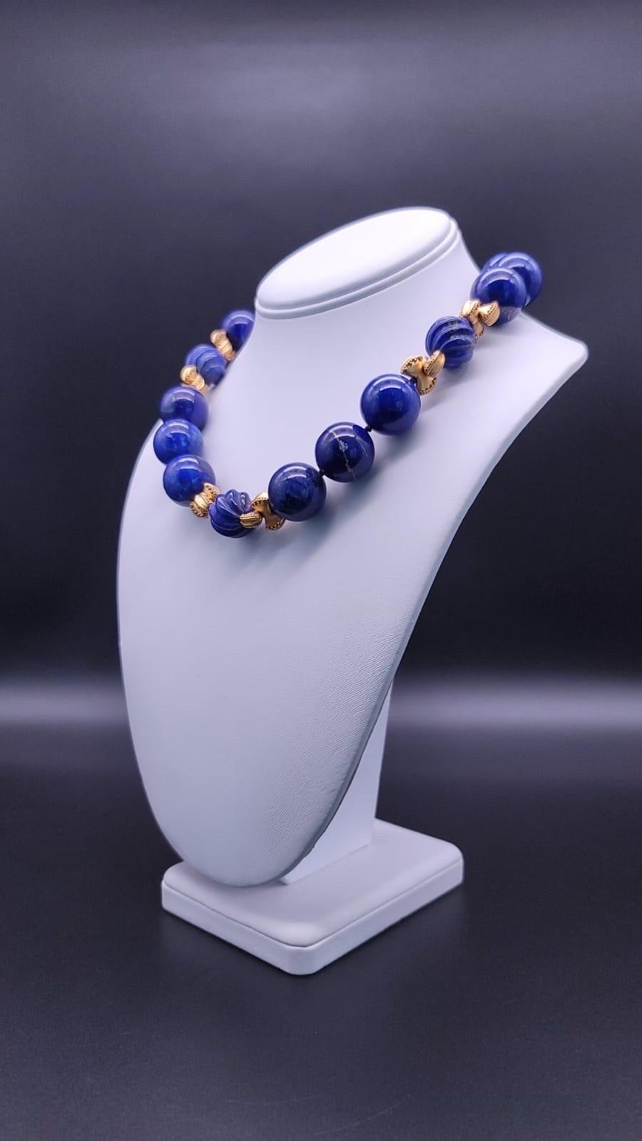 A.Jeschel Large Lapis Lazuli with vermeil knots necklace. 2