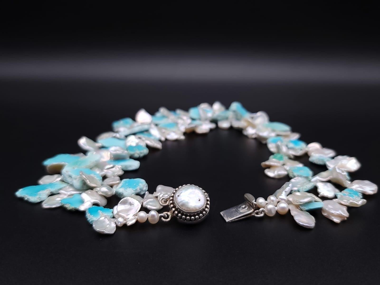 A.Jeschel  Larimar and Keshi Pearls combine in a heavenly 2 strand necklace For Sale 8
