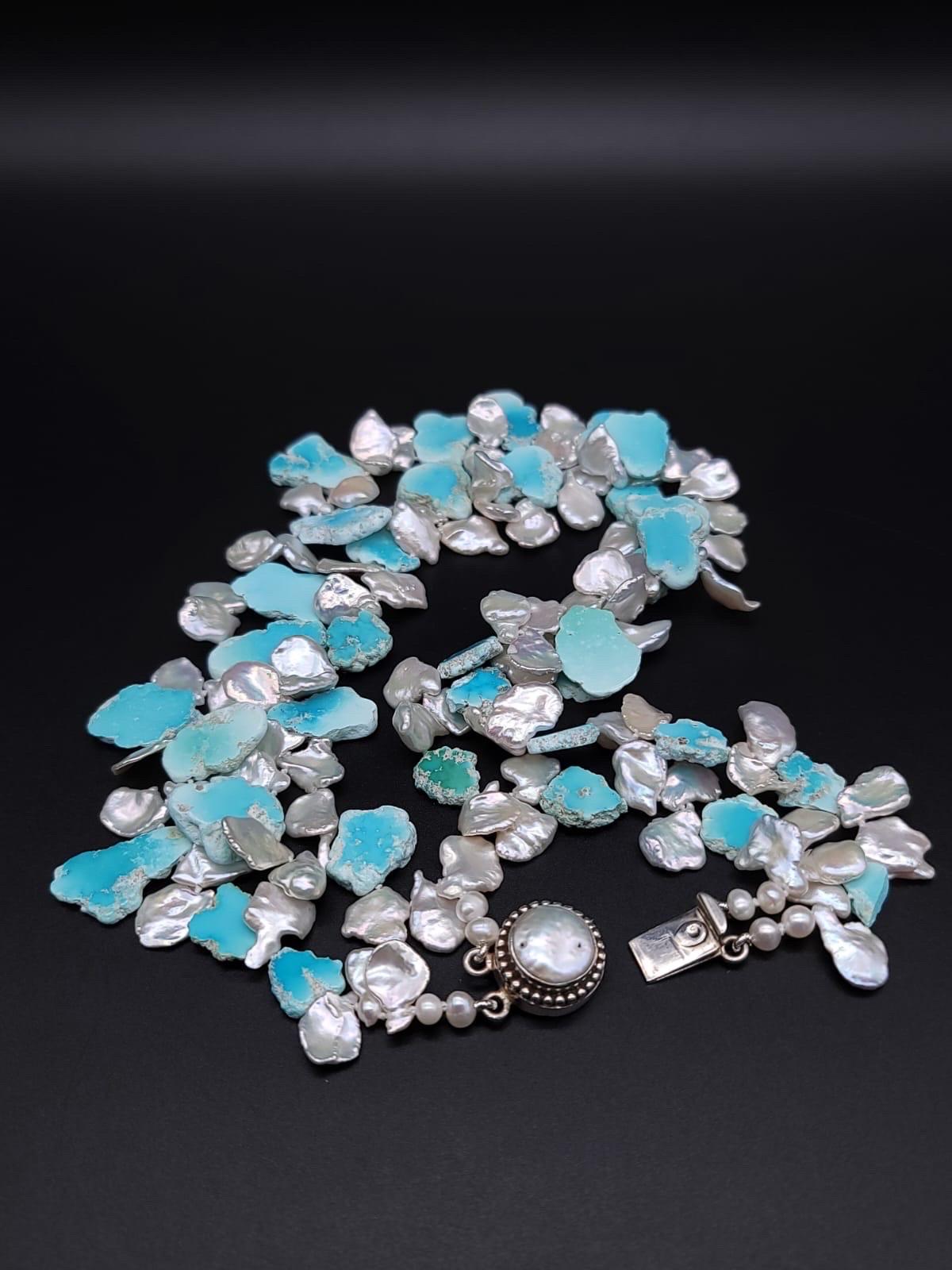 A.Jeschel  Larimar and Keshi Pearls combine in a heavenly 2 strand necklace For Sale 10
