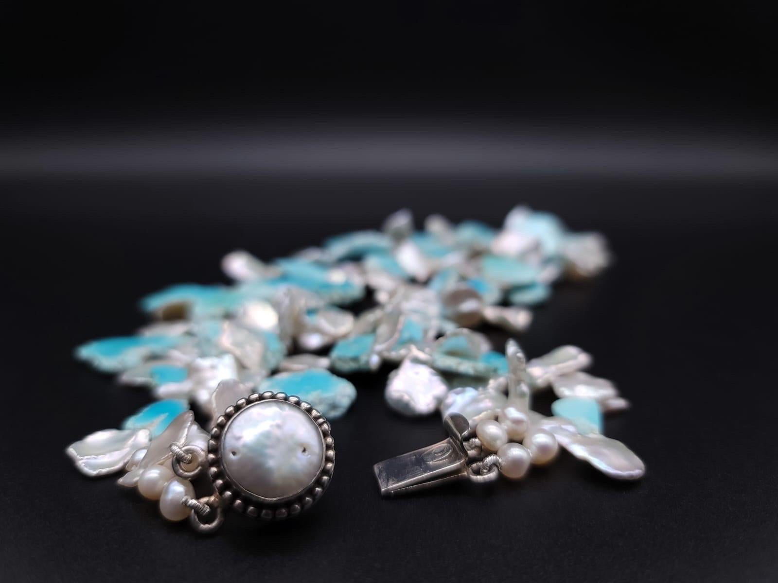 A.Jeschel  Larimar and Keshi Pearls combine in a heavenly 2 strand necklace For Sale 11