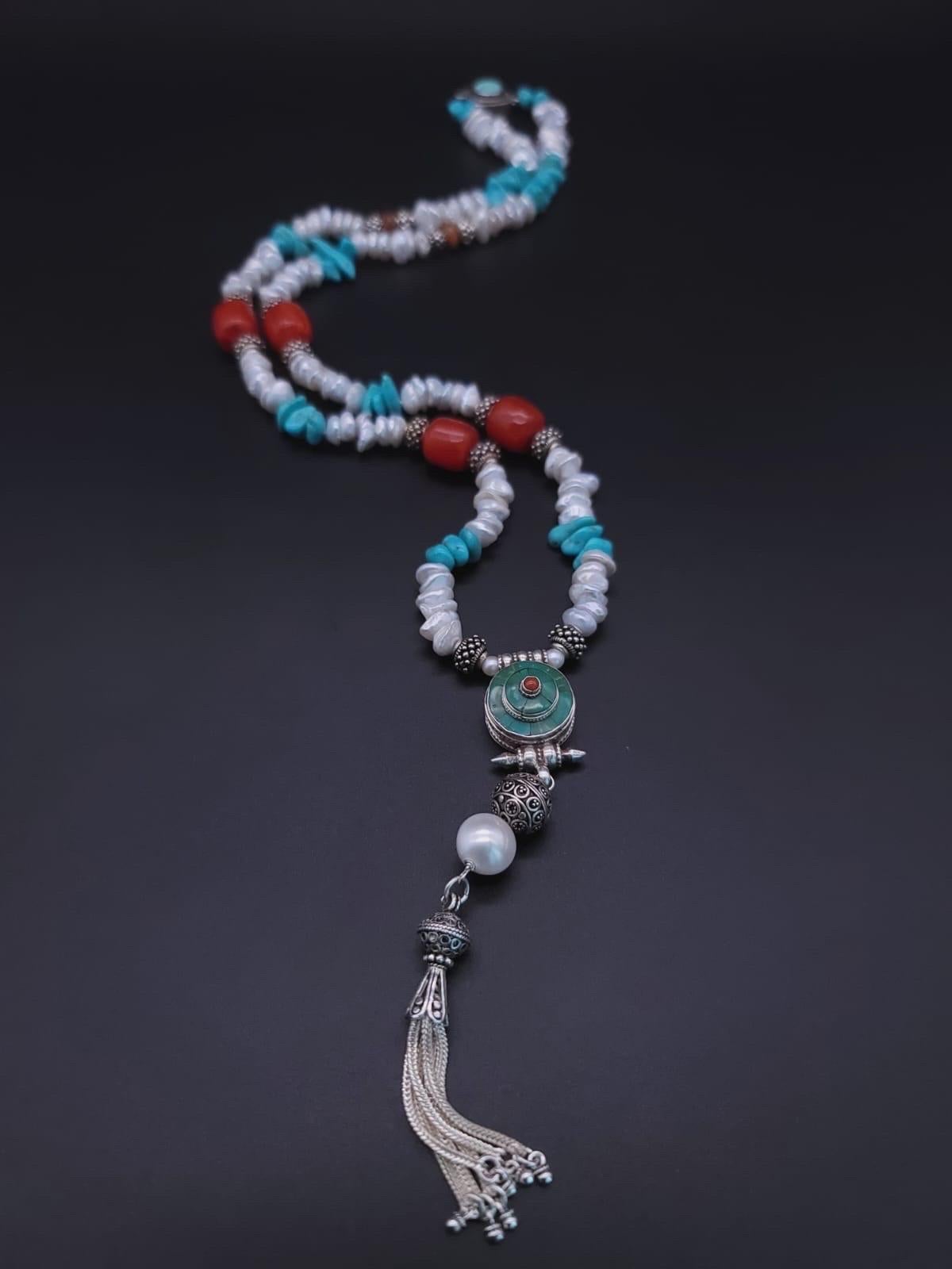 A.Jeschel long versatile Y Turquoise necklace 4